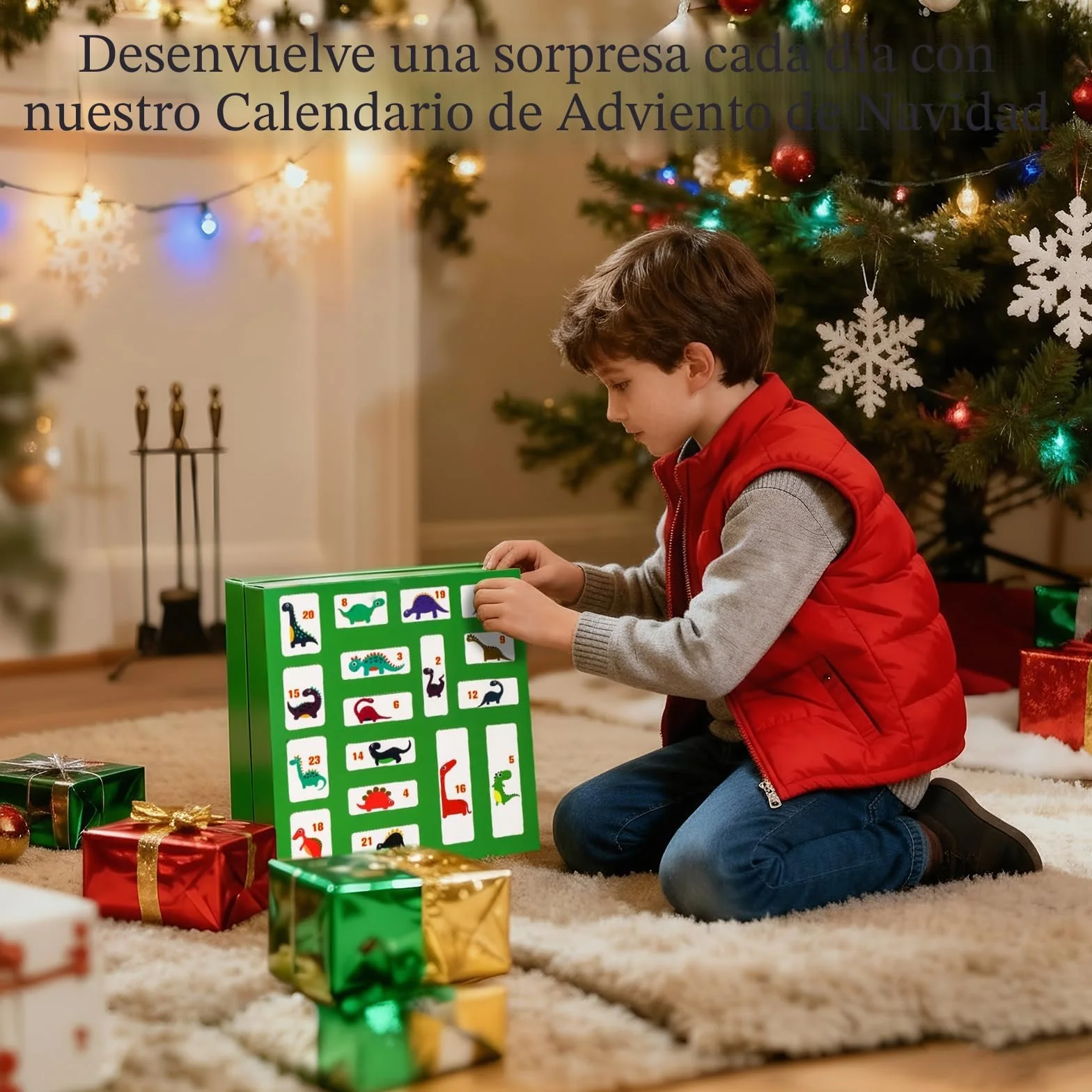 Calendario de adviento 2025 para niños, calendario de cuenta atrás de dinosaurios, calendario de adviento de Navidad para niños, furgoneta de dinosaurios, coche de dinosaurios, mini dinosaurio, para