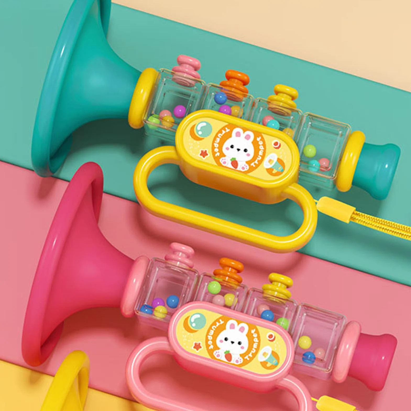 Generic Mini Trompeta para bebé, Silbato de Juguete, Instrumento Musical de Juguete para Jugar, Material Seguro y Respetuoso con el Medio Ambiente (Blue)