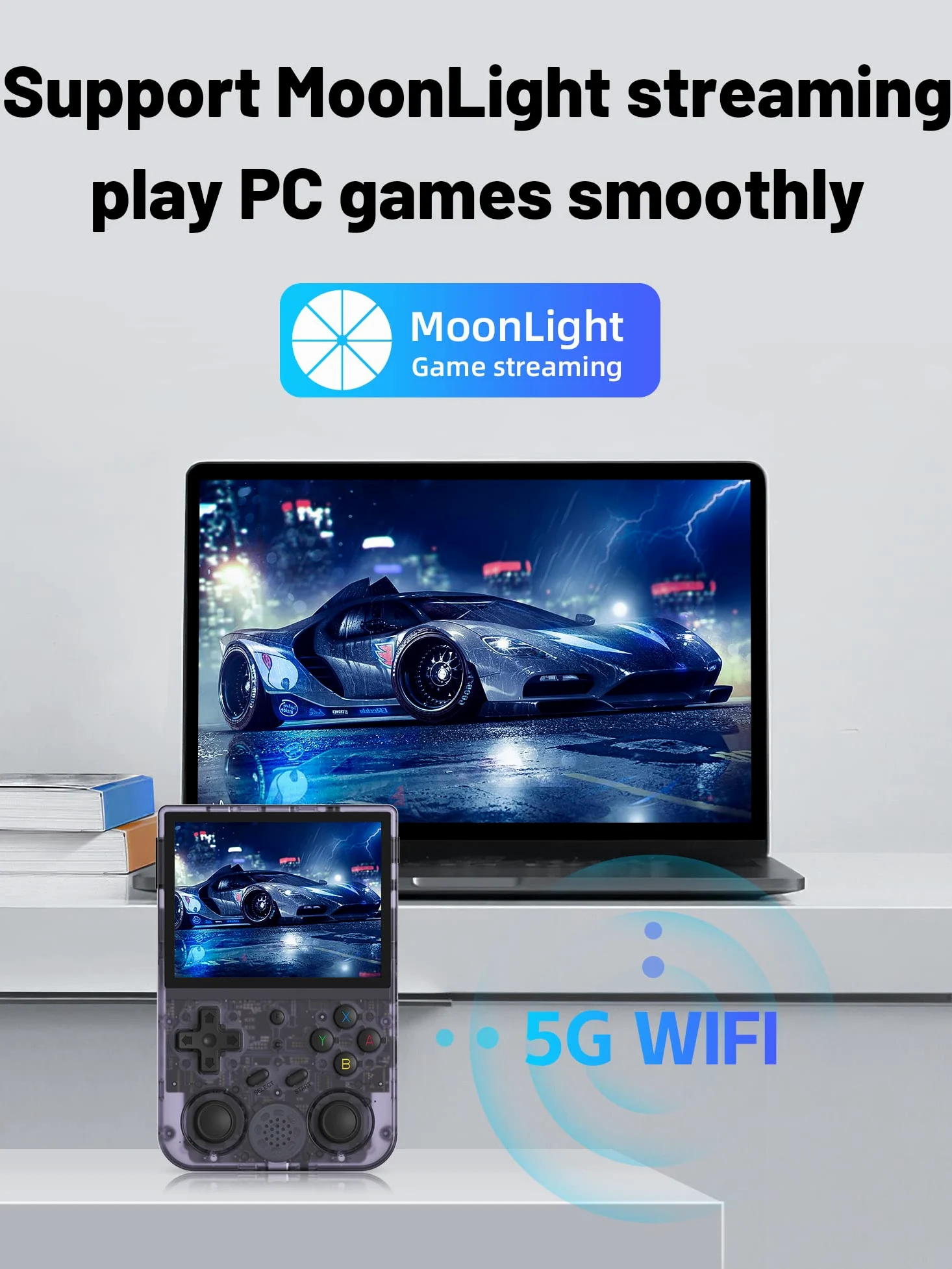RG353V - Consola de juegos portátil con pantalla de 3.5 pulgadas, sistema operativo dual Android 11, sistema Linux, chip RK3566 integrado 16G + 64G TF tarjeta y más de 4000 juegos (morado)
