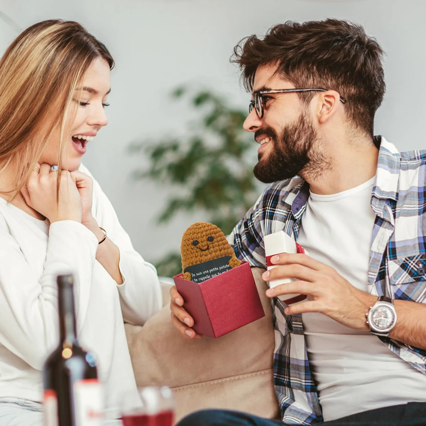 Aurasky Patata Positiva Francesa, Muñecos de Patata con Tarjeta Positiva