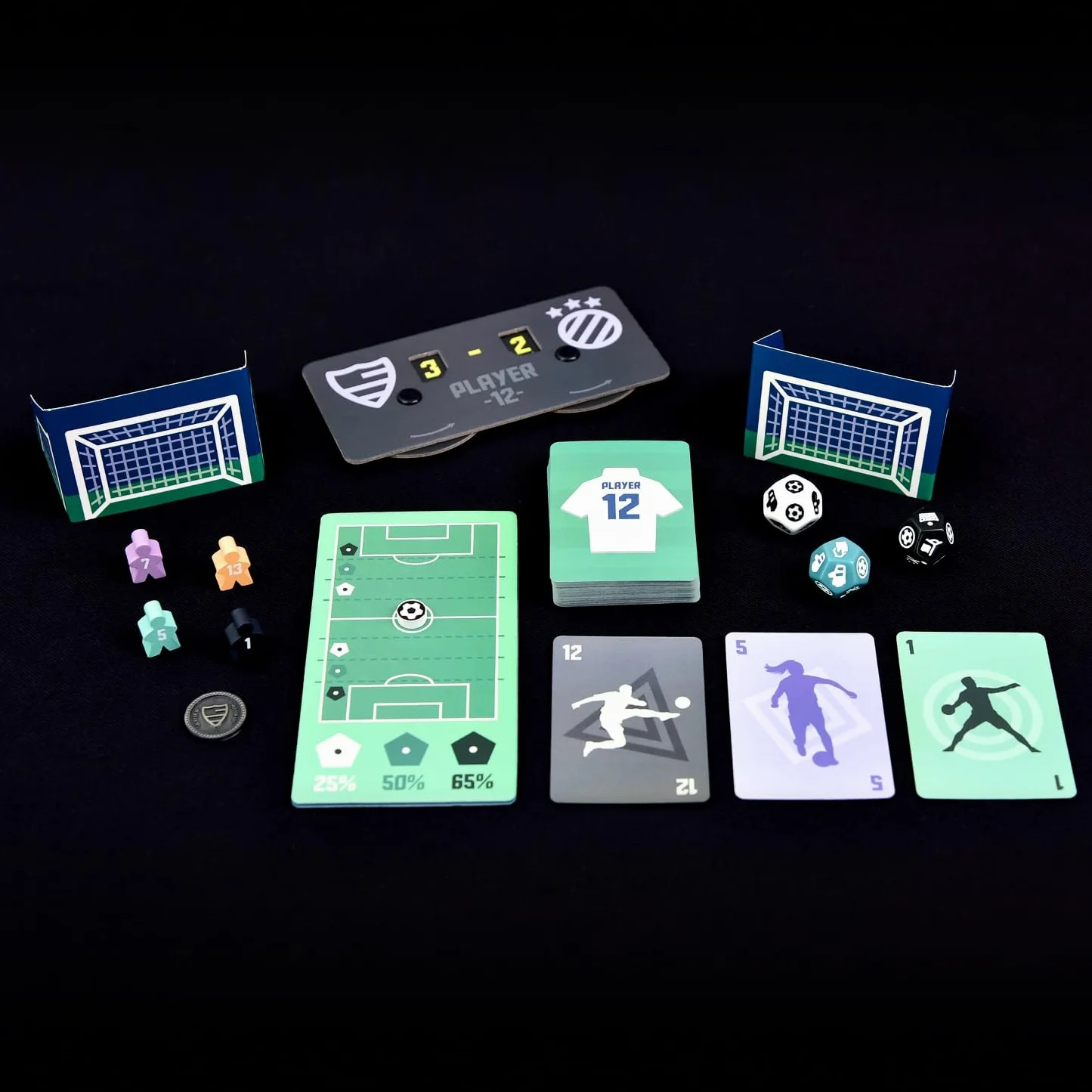 Juego de mesa de Fútbol Player 12, con Cartas y Dados, formato pequeño de viaje, Regalo 6-12 años