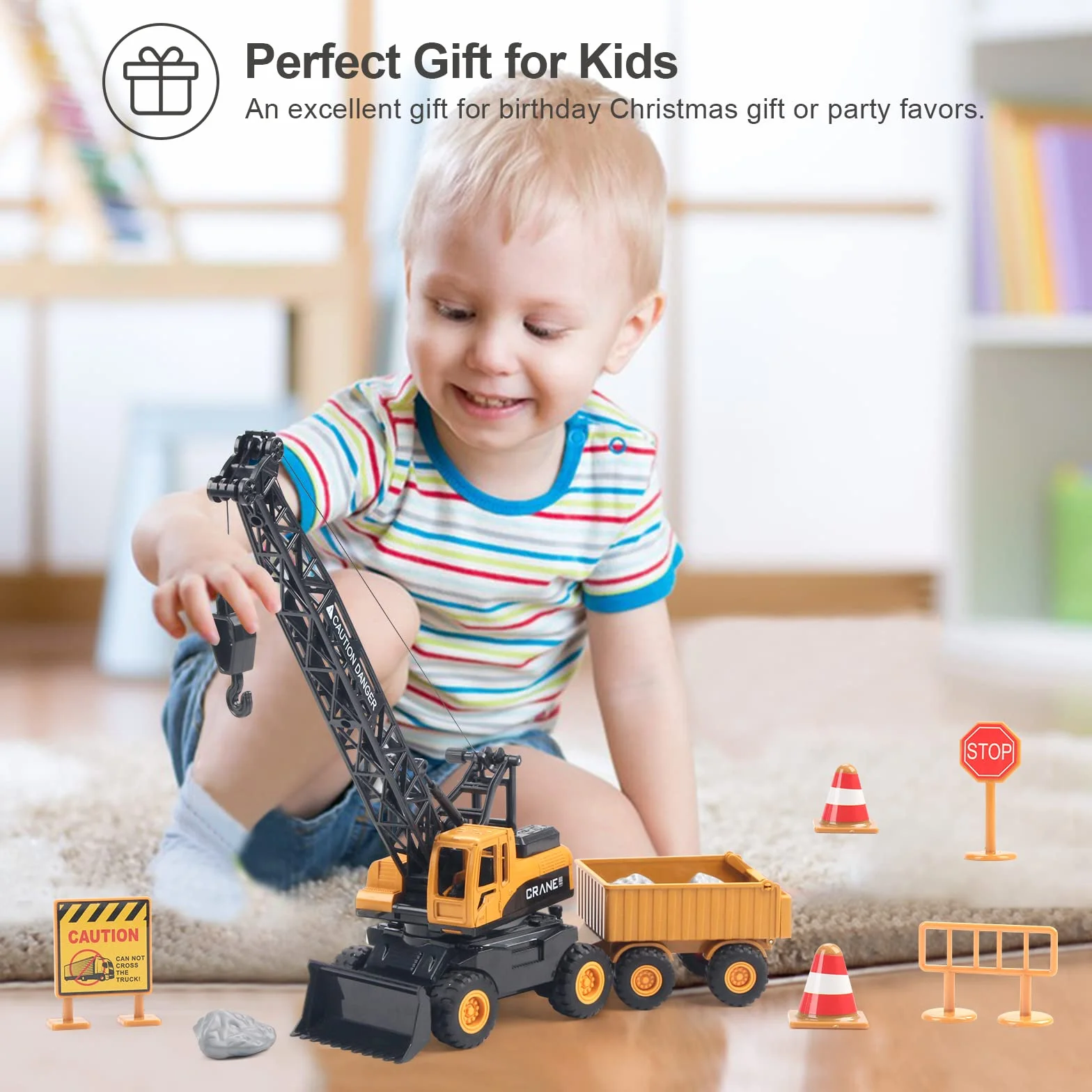 Grúa juguete grúa carro de construcción juguete camión niños coche juguete niños a partir de 3 años, 2024-07B1