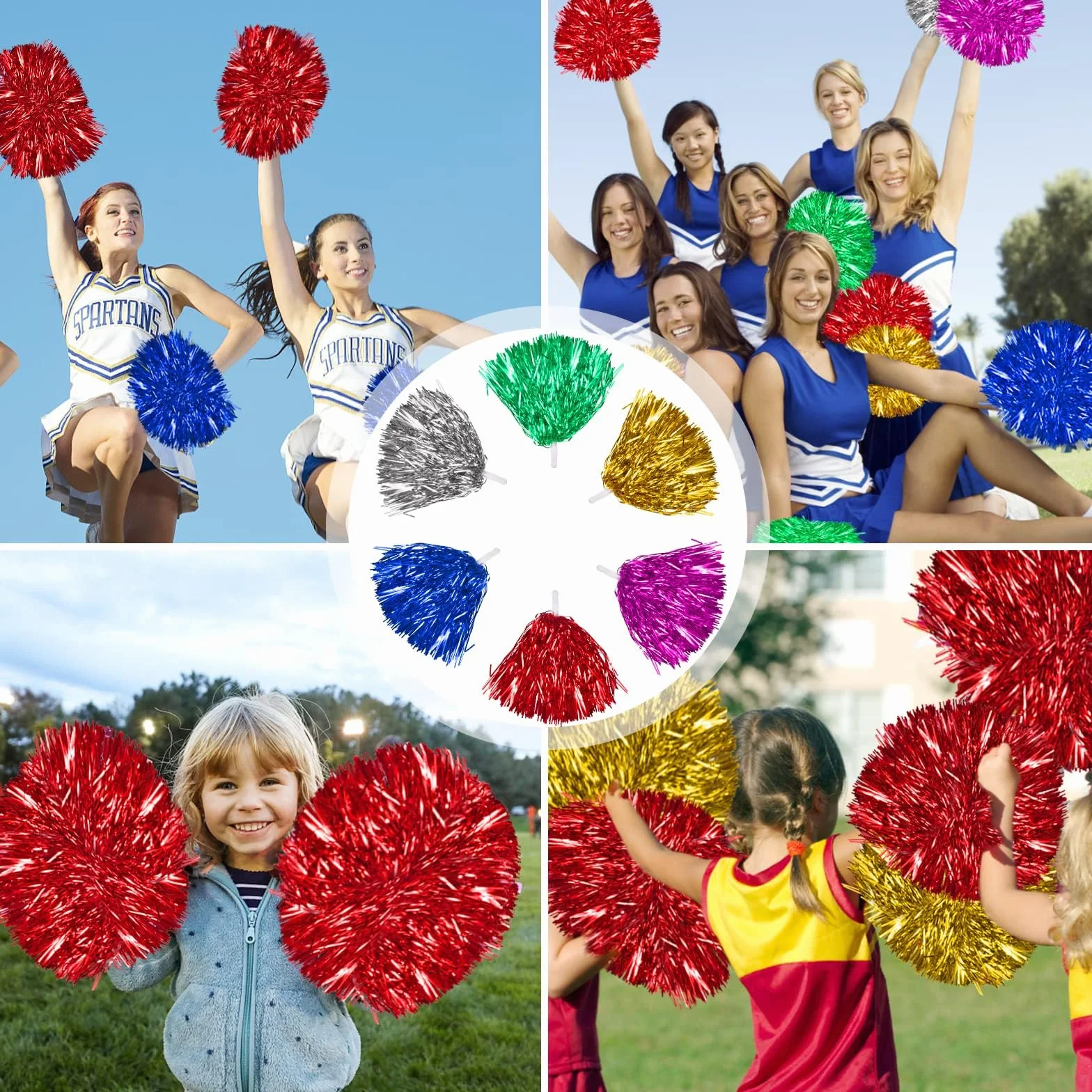Pompones animadora multicolor para partidos deportivos