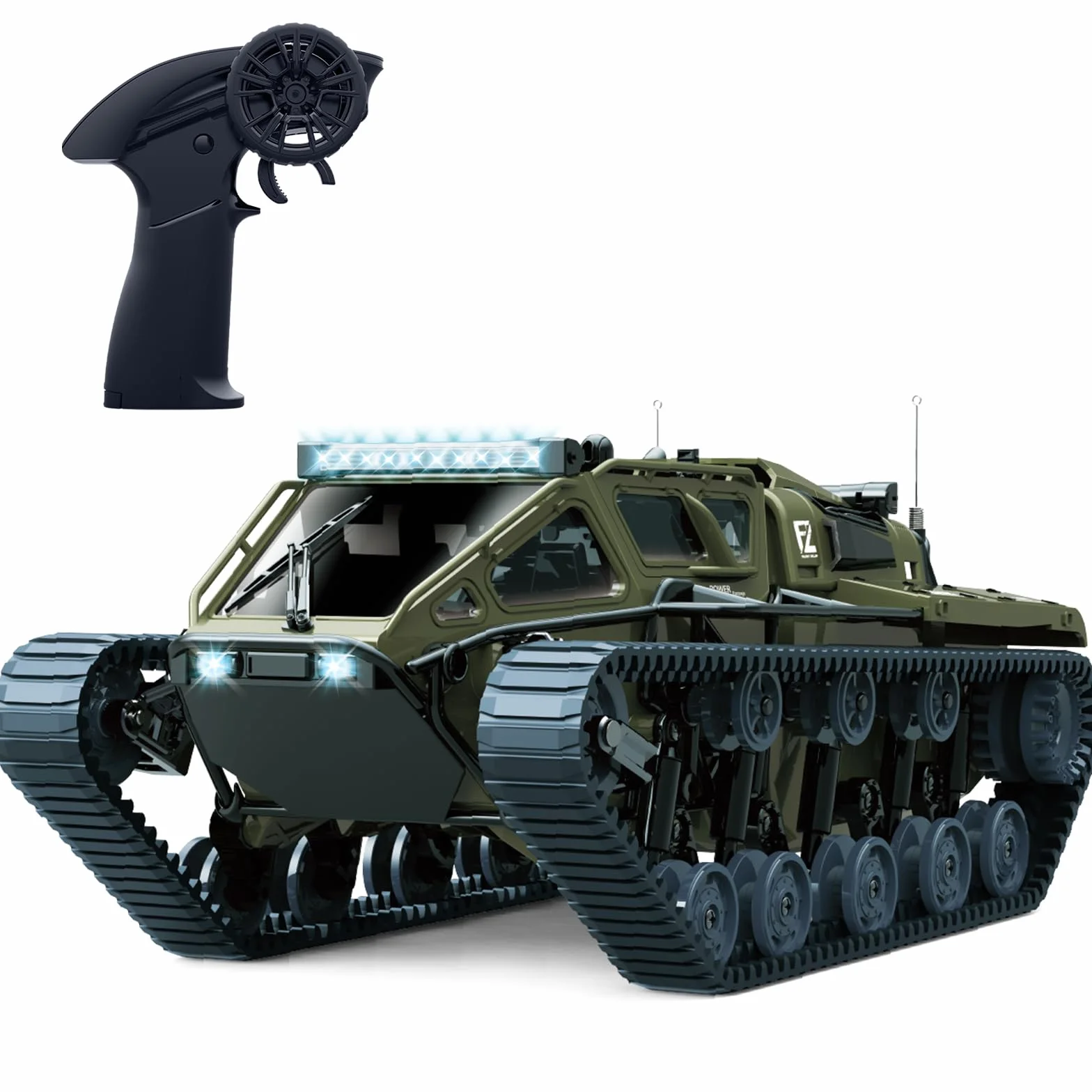 Mostop Remote Control Tank 1/16 Scale Alta Velocidad RC Tank Offroad Crawler para Niños, 2.4Ghz Remote Control Crawler Drift Army Truck con 2 Baterías, Camión de Derrape Giratorio 360° Juguetes de