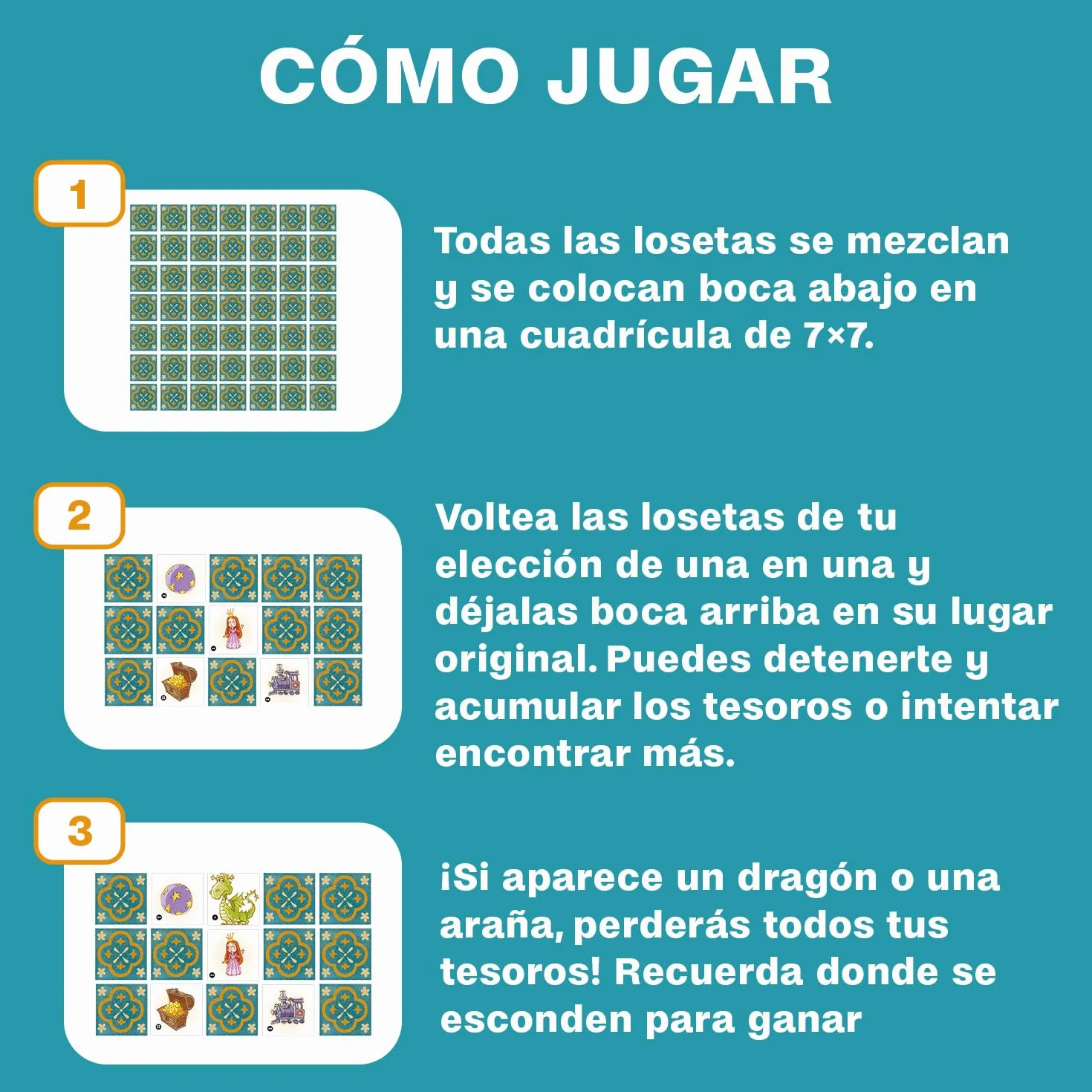 Ludilo - Memory Los Tesoros del Dragón | Juegos De Mesa Niños 5 Años O Más Premiado | Juegos Educativos Niños 5 Años O Más De Altas Capacidades | Juego De Mesa De Memoria | Regalo para Niños