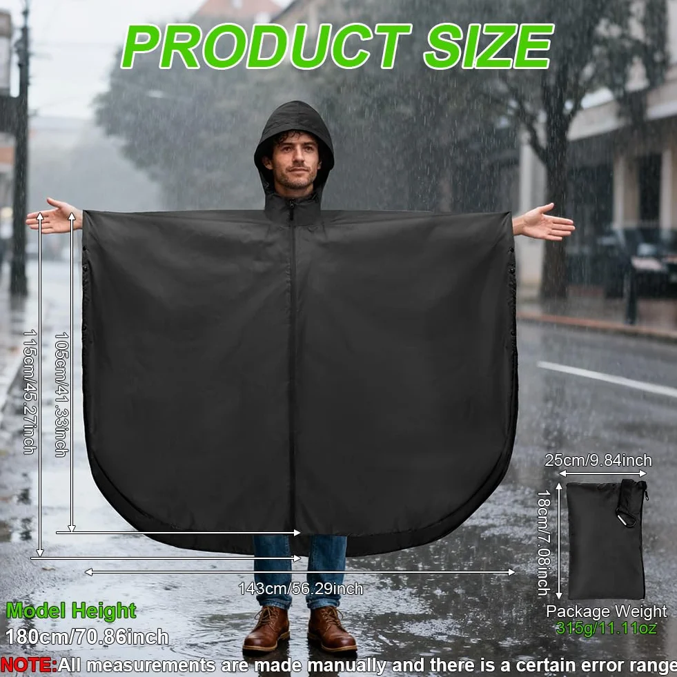 Vicloon Poncho de Lluvia Impermeable 210T 3 en 1 Multifuncional para Mujer Hombre