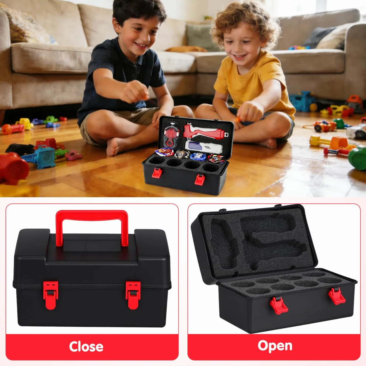 Gyro Organizer Aufbewahrungsbox mit Griff leichter Kunststoff Battling Top Aufbewahrungskoffer für Separates Fächer-Design schützt Zubehör tragbare Spielzeugbox für Reisen und