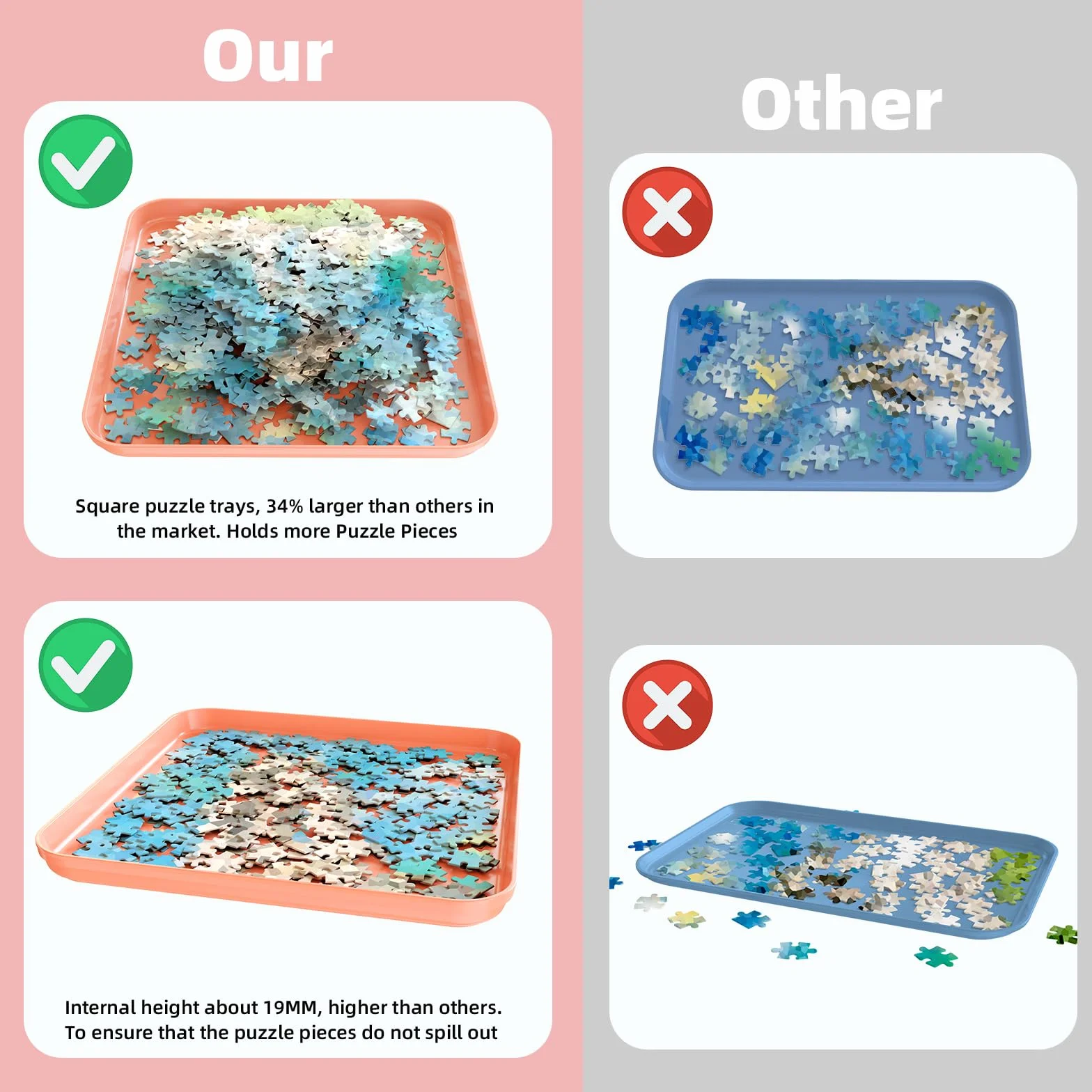 MOZOOSON 6 Bandeja Clasificadora de Rompecabezas, Puzzle Organizer, Guarda Puzzle hasta 1000 1500 2000 Piezas, Prácticos Accesorios para Puzzles