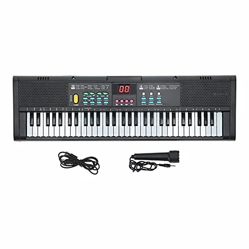 Teclado Piano 61 Teclas Teclado de Piano Digital con Micrófono Cable USB Altavoces Duales para Niños Principiantes