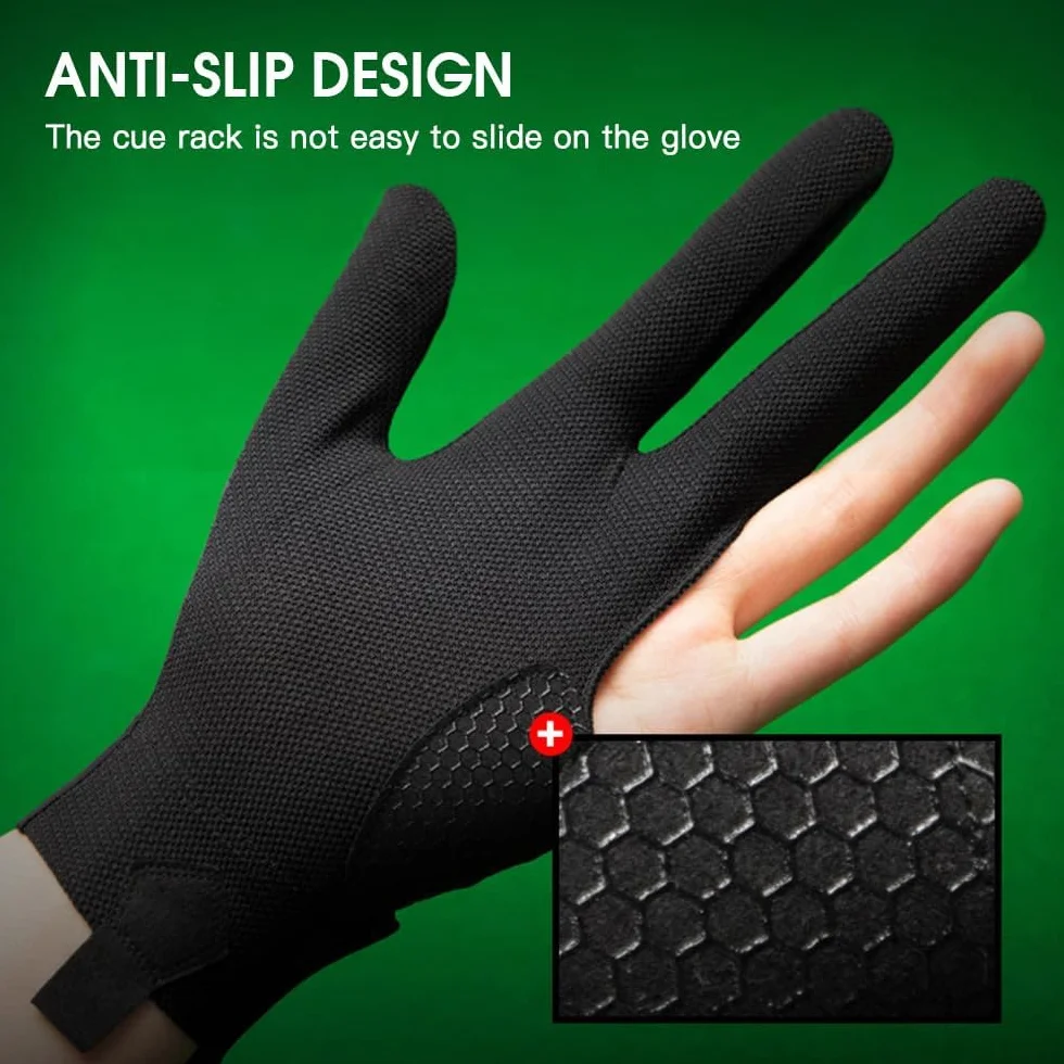 Guantes de Billar Profesionales Transpirables 3 Dedos Accesorio para Mesa Izquierda
