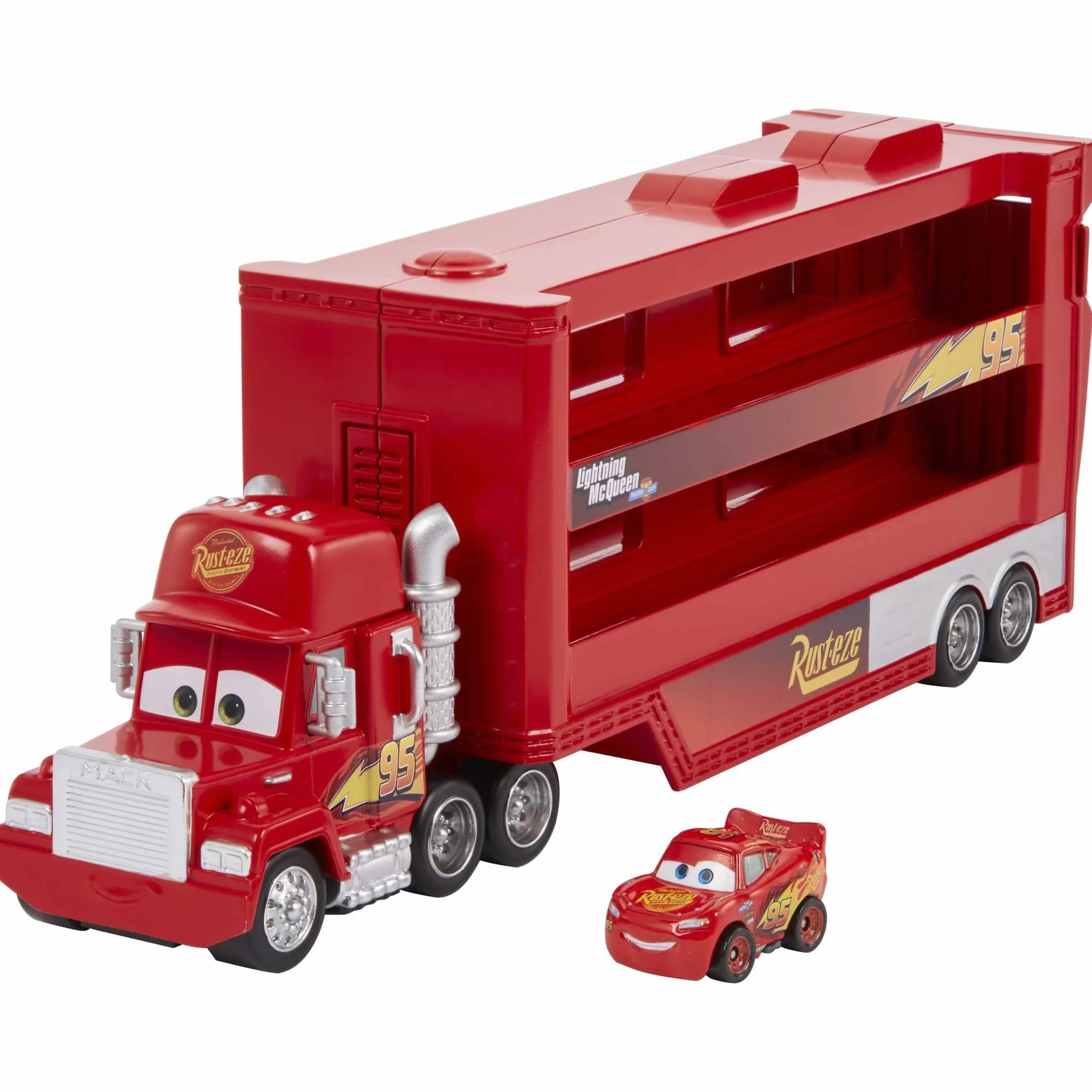Mattel Disney Cars 3 Mack Supercamión de transporte de coches de juguete GNW34