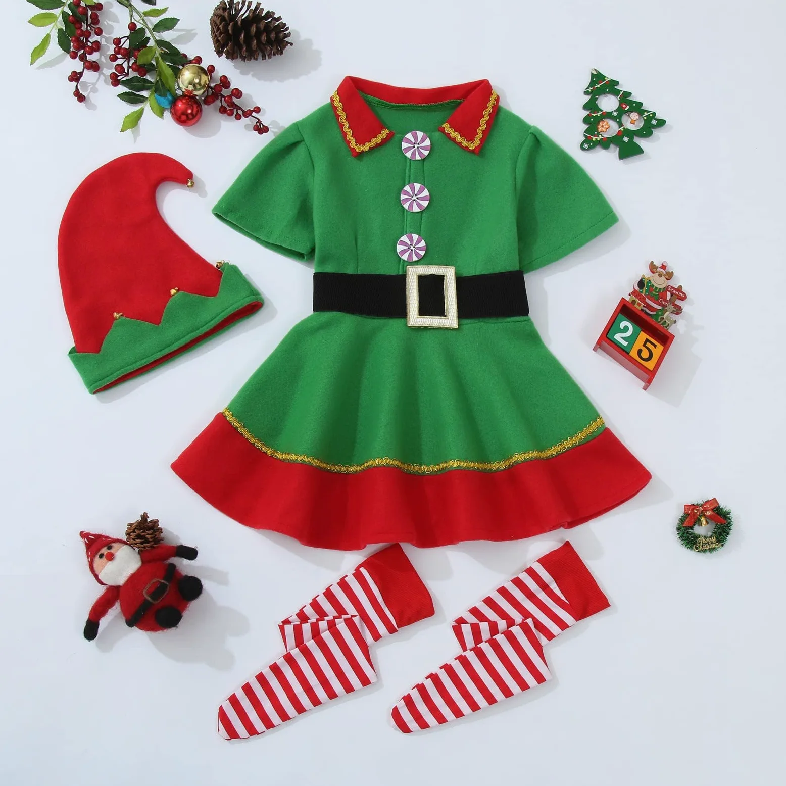 Disfraz de elfo de Navidad para niñas, jóvenes, hombres y mujeres, disfraz de elfo, disfraz de elfo de Navidad, para fiestas de Navidad, fiestas familiares y cosplay