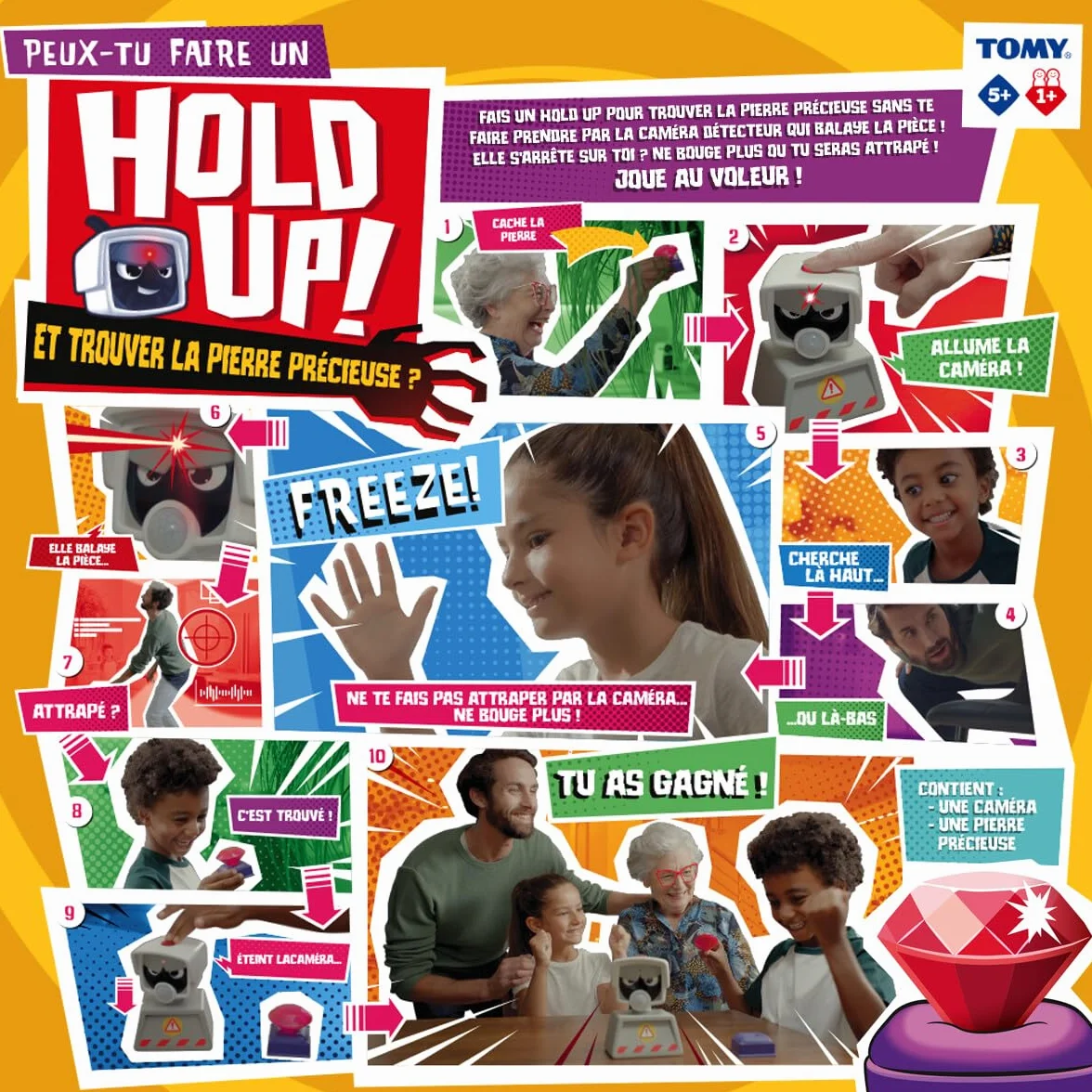 TOMY Games Beat the Camera - Pasa la seguridad, roba gemas, deshabilita la alarma - Fiesta de búsqueda del tesoro y juegos familiares de interior - para niños mayores de 3 años - Regalos de cumpleaños