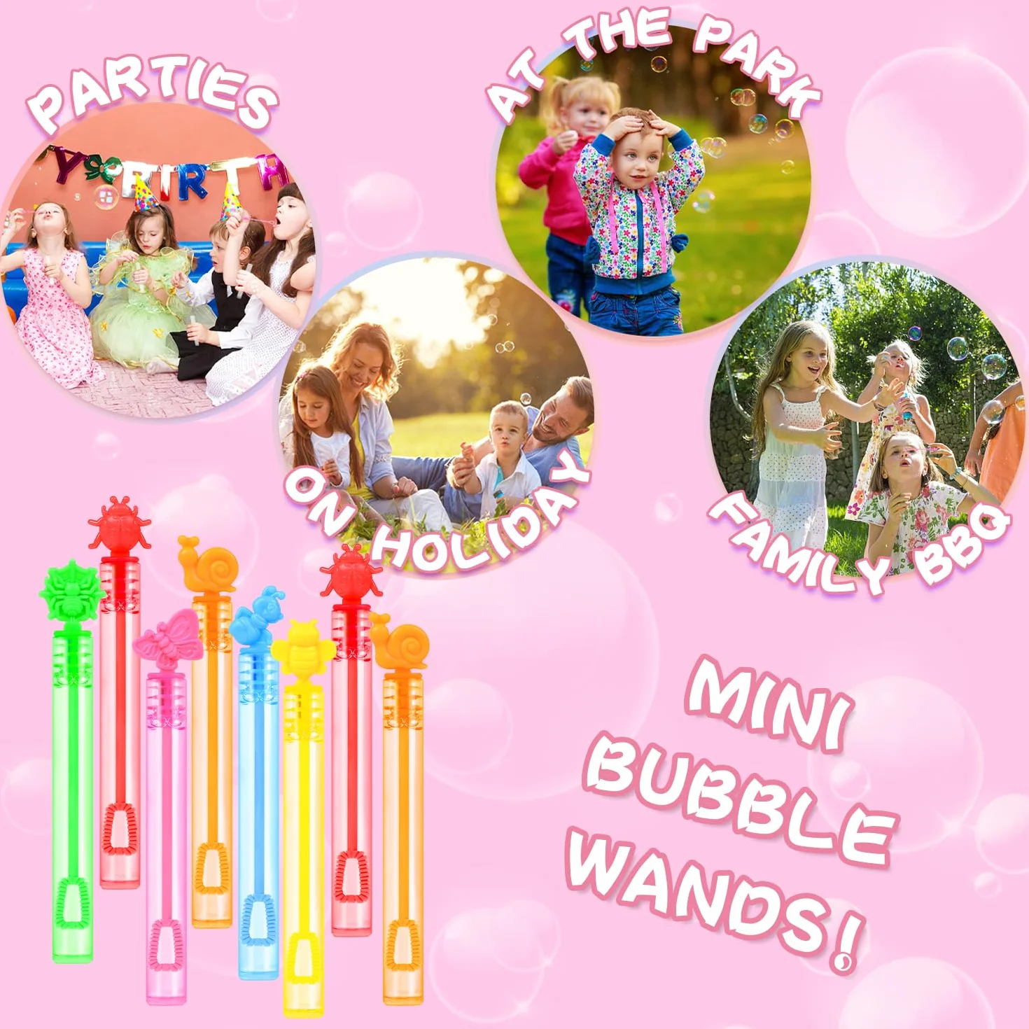 SULOLI 24 Piezas Mini Pompas de Jabón，Burbuja Varita de Burbujas para Cumpleaños Infantiles, Bodas, Halloween，Exteriores Juguetes para Niños (6 Colores