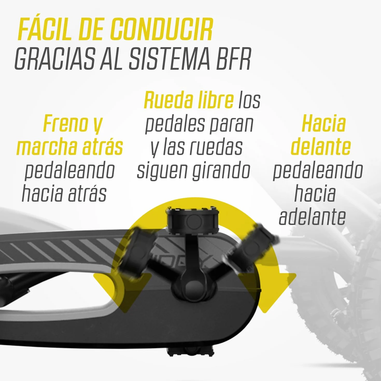 BERG Kart a Pedales Buddy Cross | Amarillo, 3-8 años, cuadro resistente, asiento regulable, volante regulable