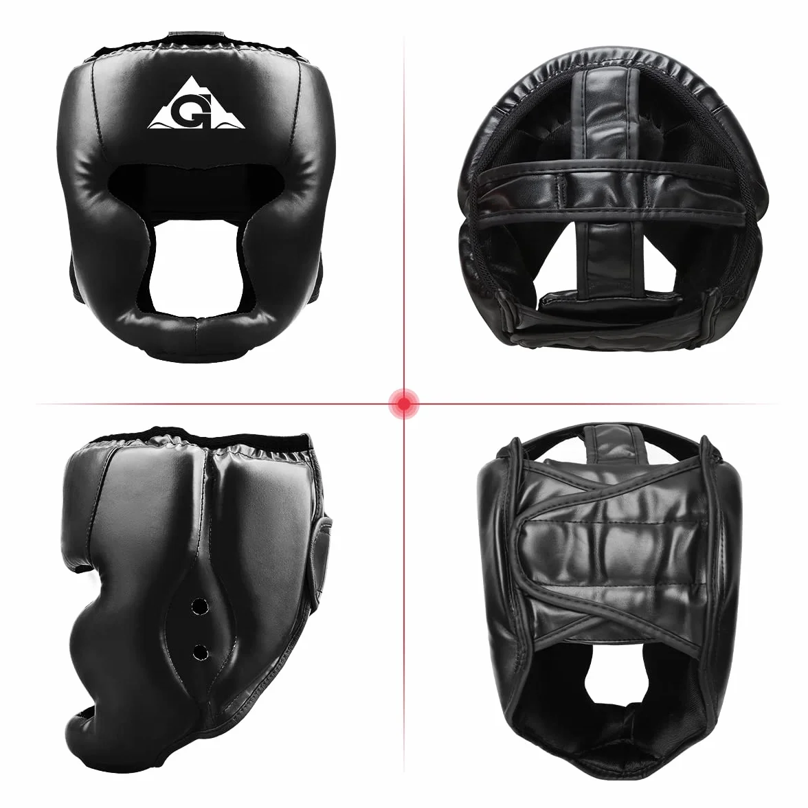 GROOFOO Casco de Boxeo para niños y Adultos, Protector con Parte Superior de Malla para Kickboxing, MMA, Muay Thai, Sparring, Rojo L/XL