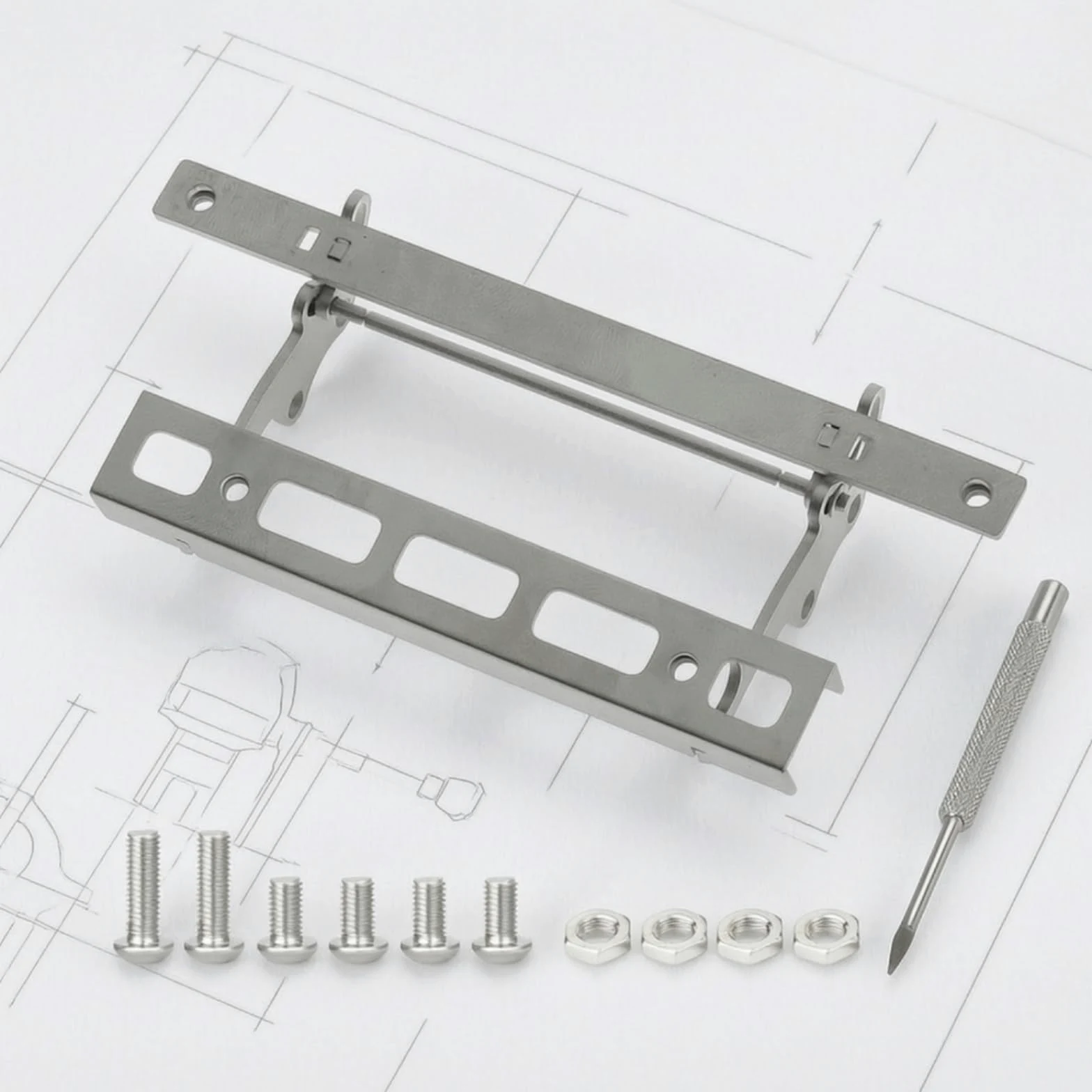Soporte de para Vehículo Soporte Chasis Articulación Inclinable Repuesto RC en Aleación Metálica con Tornillos Adecuado para Camiones 1/14 770S Mantenimiento Ensamblaje y Vitrina