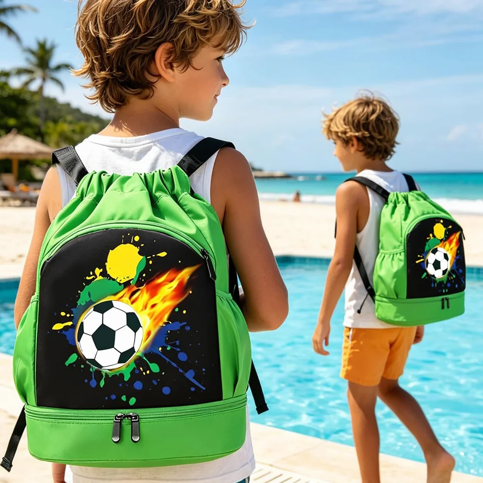 Mochila de Fitness Impermeable para Niños con Compartimento para Zapatos, Bolsa de Playa y Natación