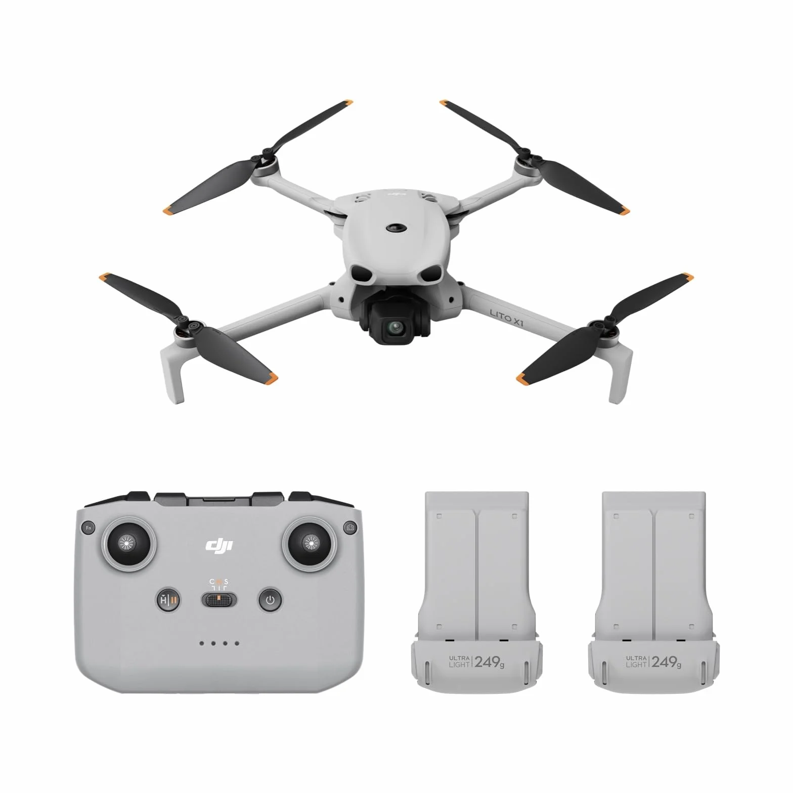 Pack DJI Lito X1 Dos Baterías con DJI RC-N3, dron con cámara 4K fácil de usar para principiantes, detección de obstáculos, ActiveTrack, sensor de 1/1.3 pulgadas, ligero para adultos, C0