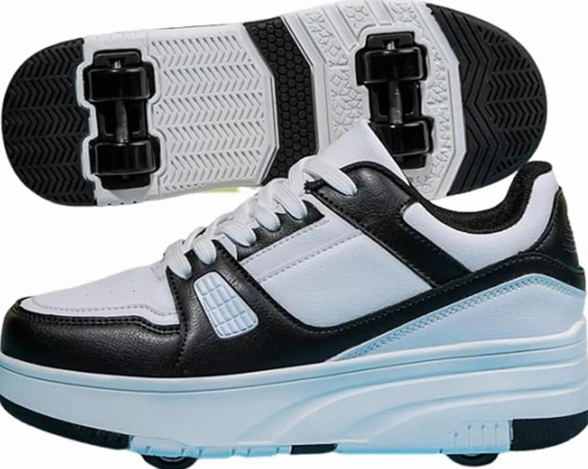 Zapatos con Ruedas Patines Retráctiles Niños Niñas Adolescente Adultos Zapatillas de Patinaje Desmontables