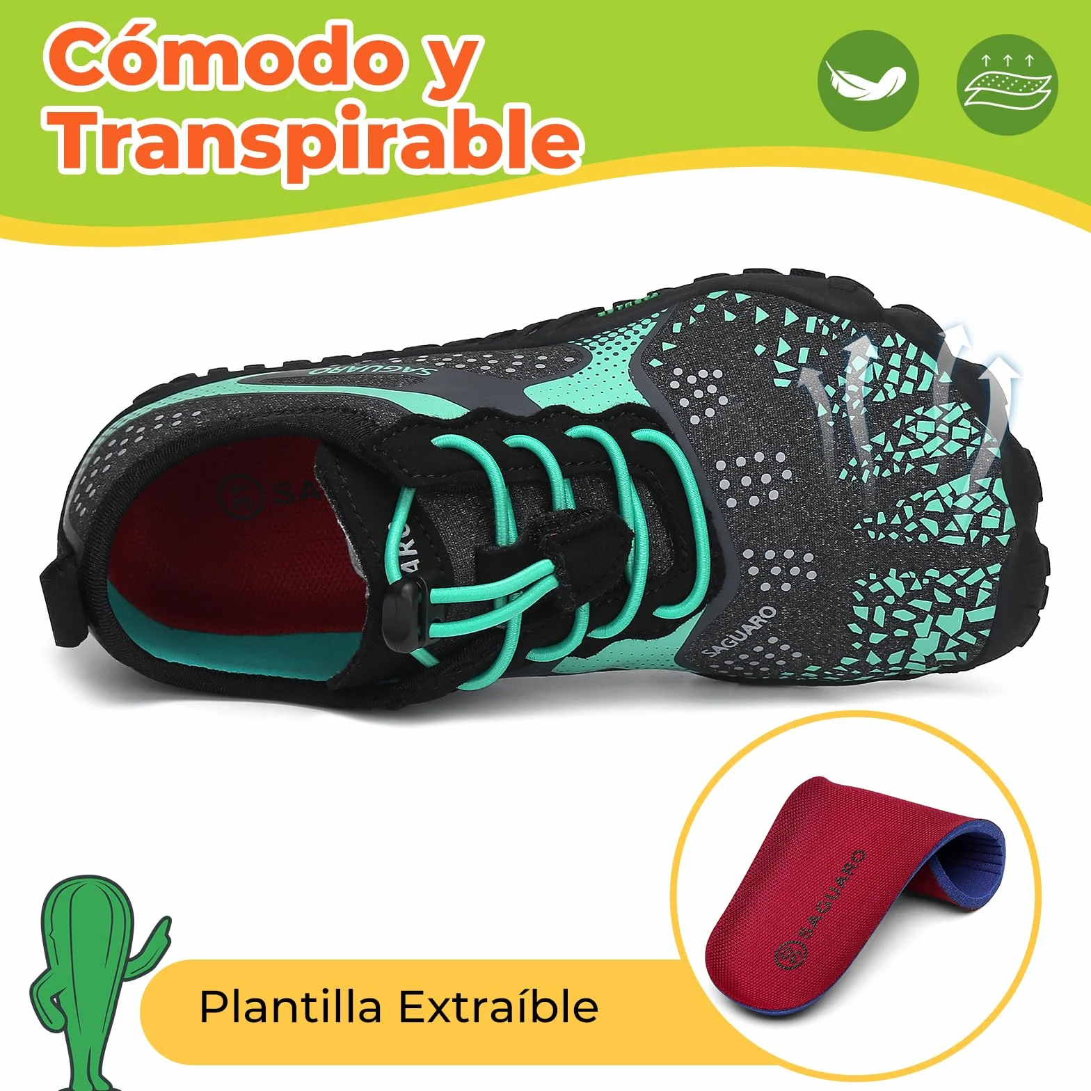 SAGUARO Barefoot Zapatillas Minimalista Trail Running Niños Niñas Gr.24-36
