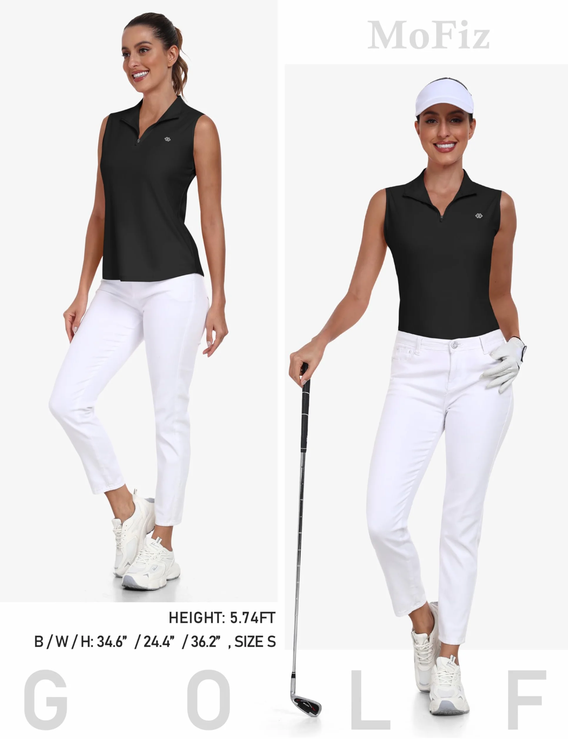 MoFiz Polo sin Manga Deportes Top Transpirable Yoga Tenis Golf