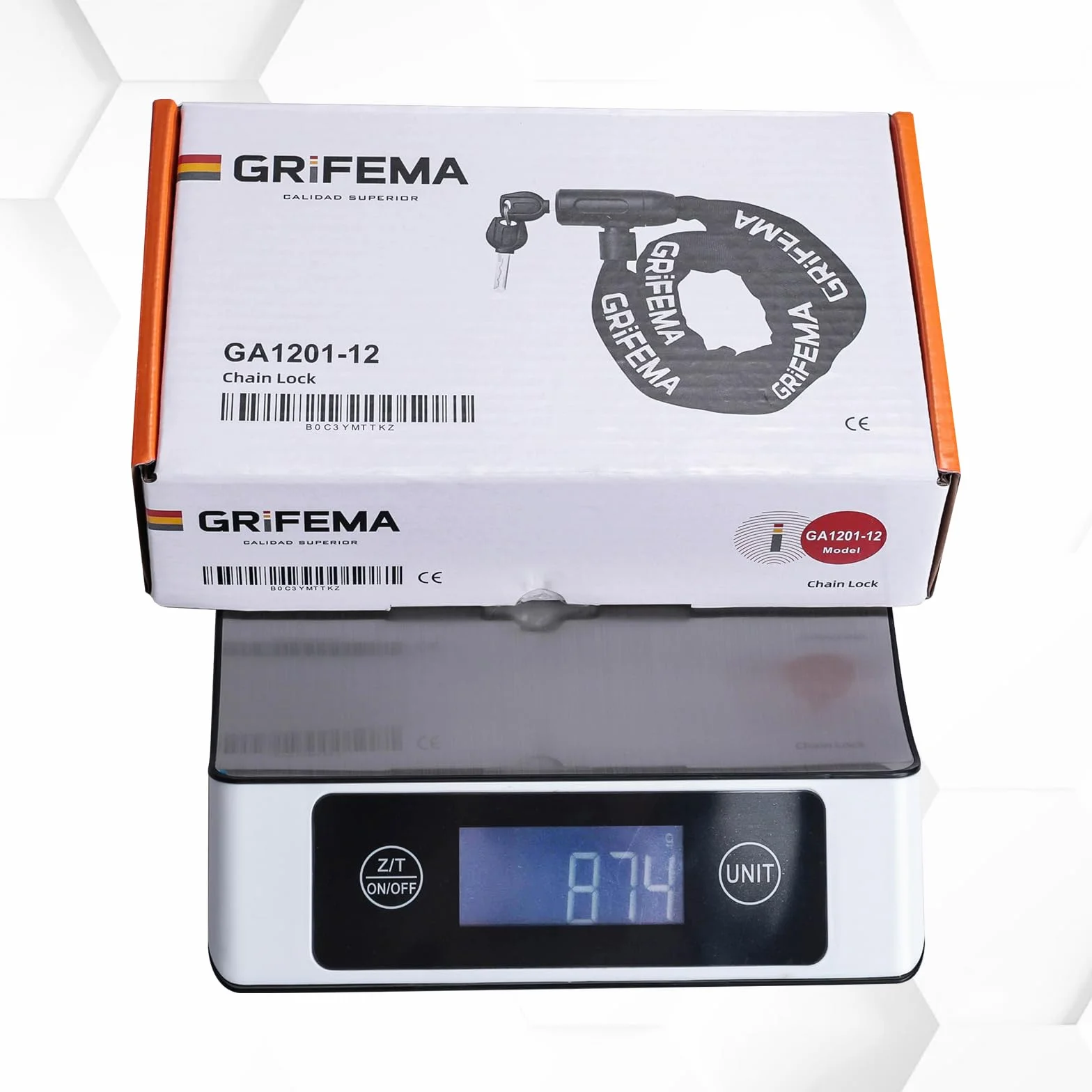 GRIFEMA GA1201-12 Candado de Bicicleta Antirrobo con Llave, Cadena 120cm, Negro