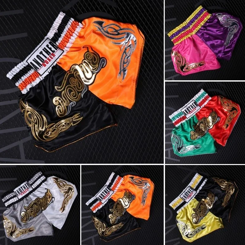 Pantalones cortos de Muay Thai transpirables para niños y adultos con cintura elástica