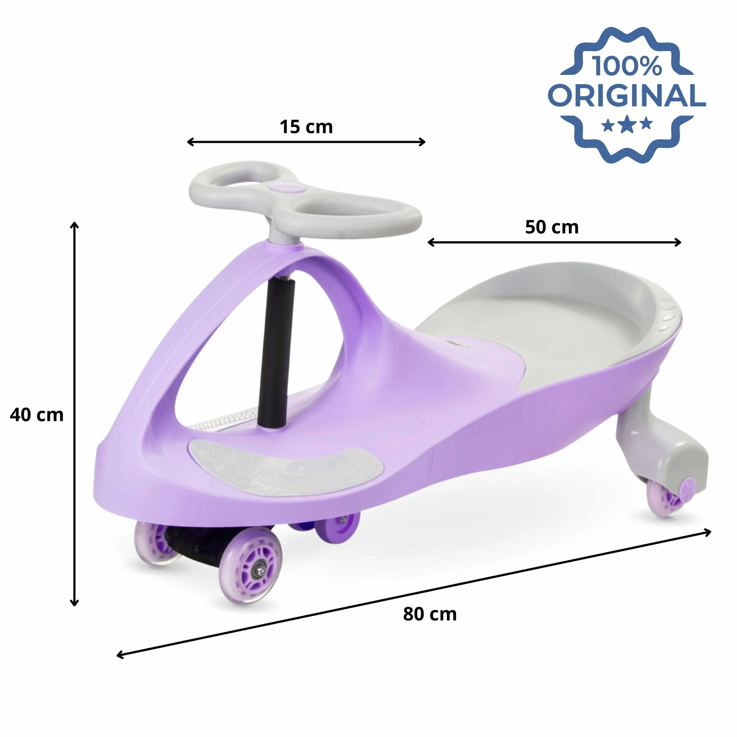 Coche para bebés 3+, TwistCar, Coche para niños pequeños, Vehículo para niños y niñas, Coche Giratorio con Volante, Ruedas de Goma, Capacidad de Carga hasta 120 kg, LED púrpura