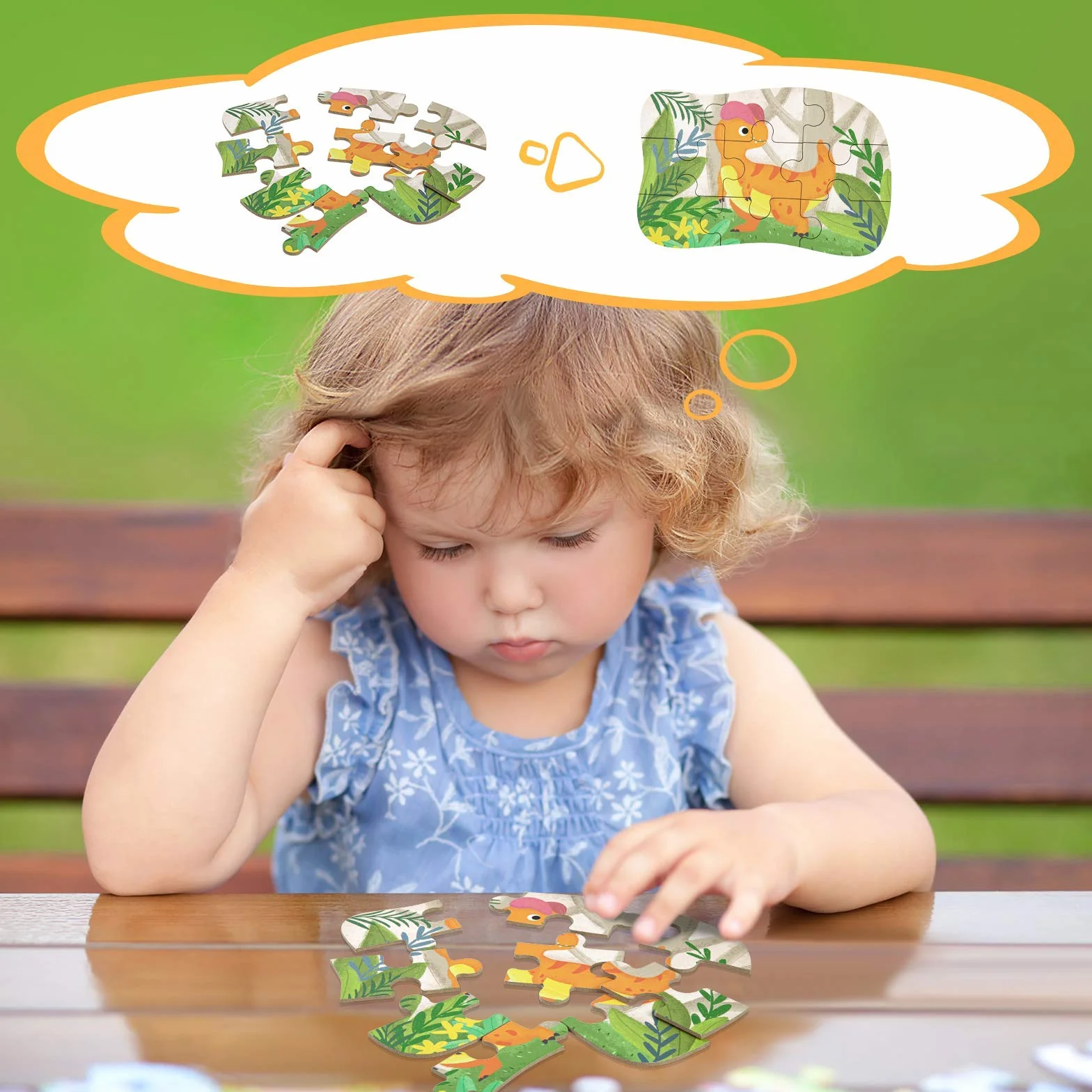 BBLIKE Puzzle Infantil de para niños Rompecabezas de Animales, puzle de 5 imágenes, Adecuado para niños y niñas a Partir de 3, 4 y 5 años (Dinosaurio)