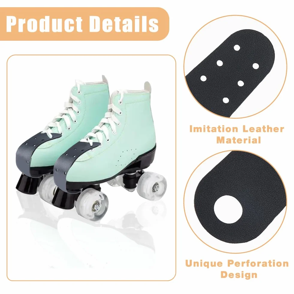 SUPERFINDINGS protectores de piel sintética para patines de ruedas, puntera plana negra