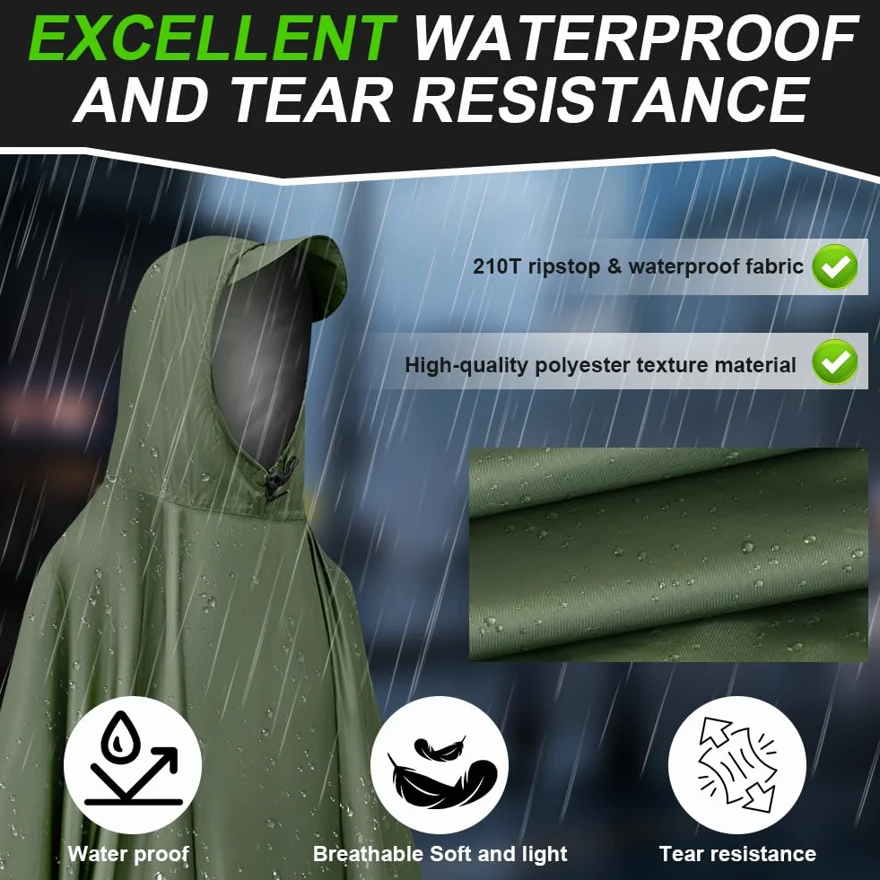 Vicloon Poncho de Lluvia Impermeable 3 en 1 Multifuncional Transpirable Ultrafino para Mujer Hombres Talla Grande