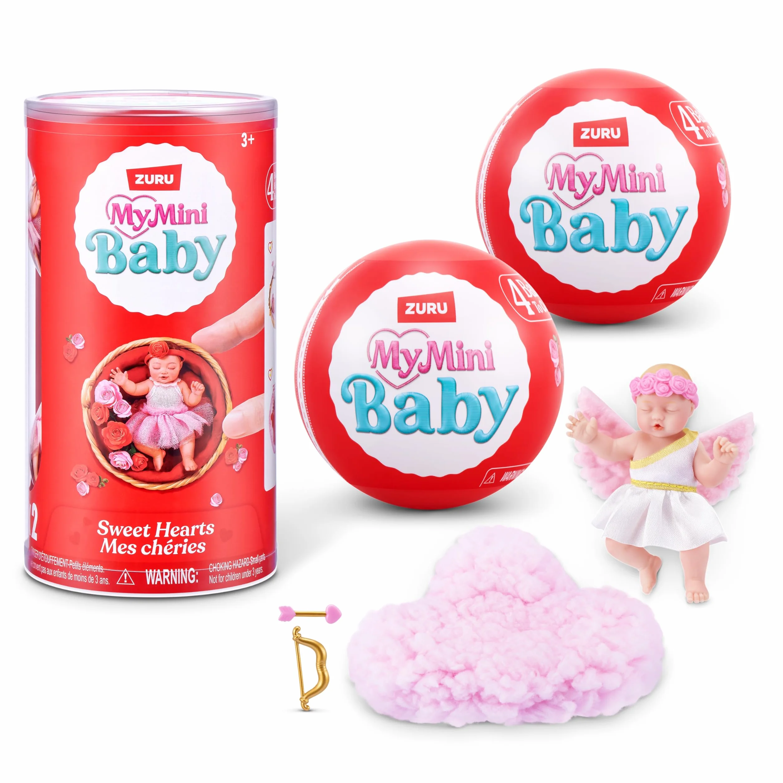 My Mini Baby Sweet Hearts Serie 1 2 Pack de ZURU – Cápsula Sorpresa Coleccionable con Muñeca Bebé, Accesorios y Set de Juego, Juguete Miniatura Realista para Niñas de 3+ Años