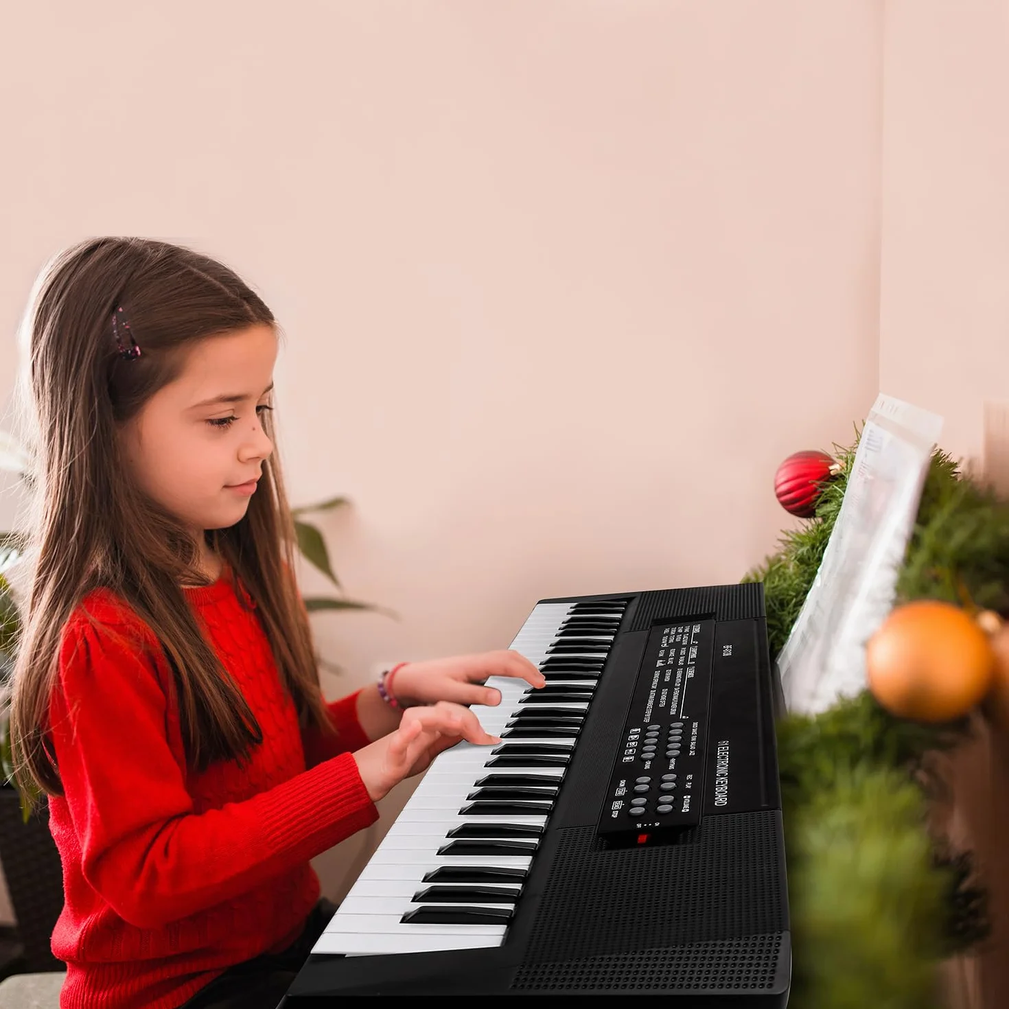Piano Teclado de 61 Teclas para Niños, Teclado Musical con Micrófono, Piano Electrónico Portátil para la Enseñanza, Juguete Regalo para Principiantes Niños y Niñas de 3 a 12 Años, Altavoces Integrados