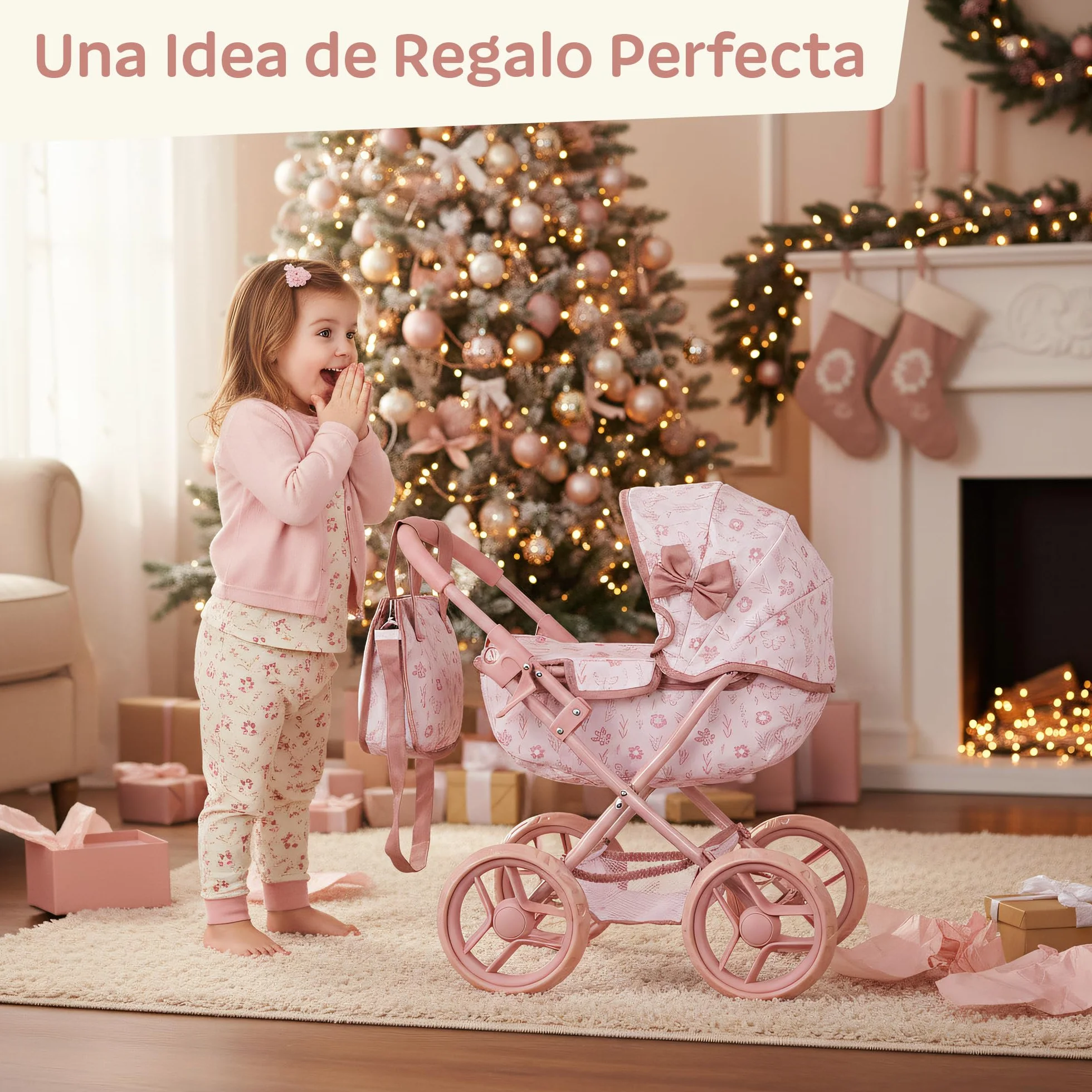 Kinderplay Cochecito de muñecas Profundo con Bolsa y Lazo KP0263A