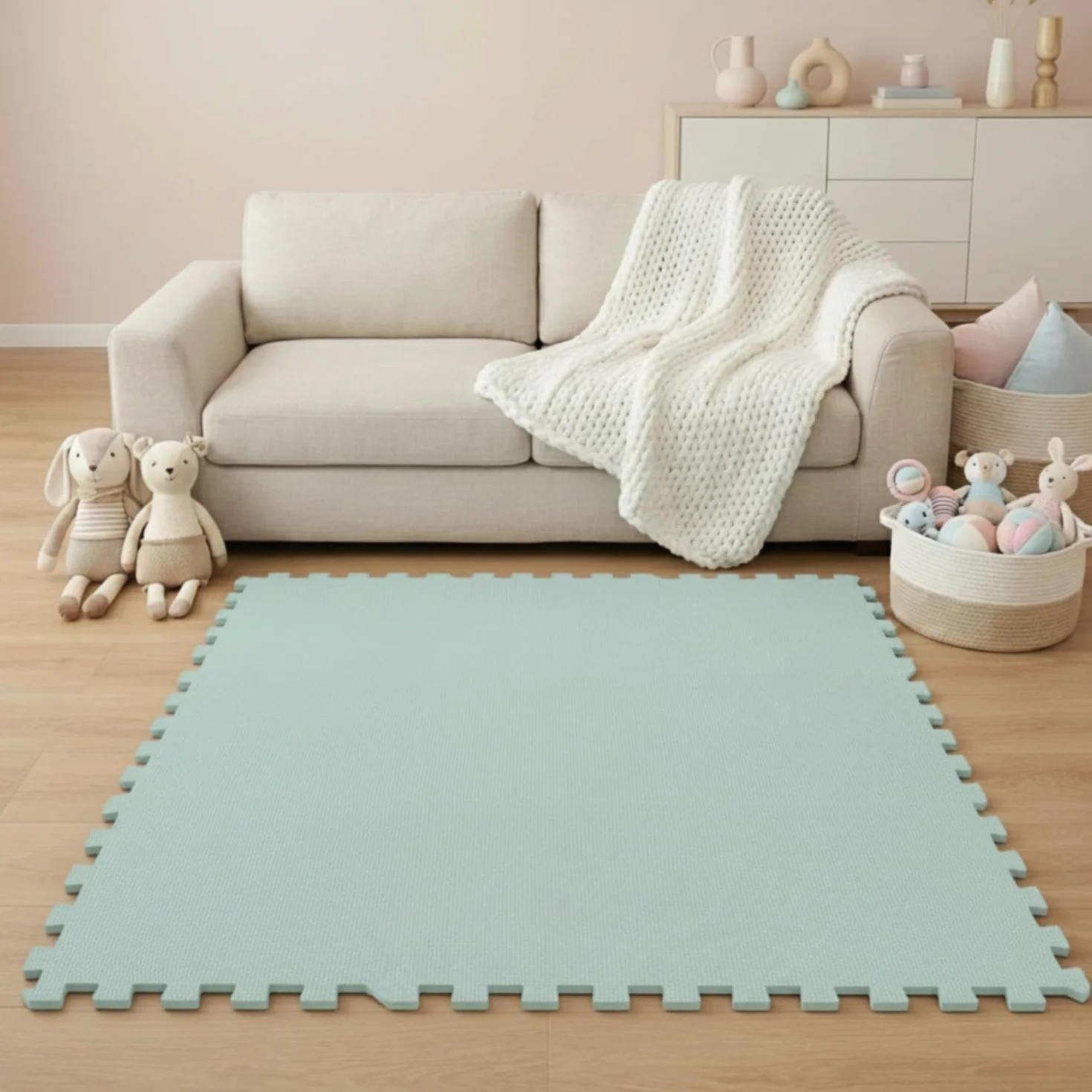 LittleTom 18 Piezas Alfombra Bebé Desde el Primer Mes - 30x30 Colchoneta de Espuma EVA Acolchada - Superficie Puzzle Antideslizante para Niños Pequeños - Suelo Protector para la Habitación Infantil