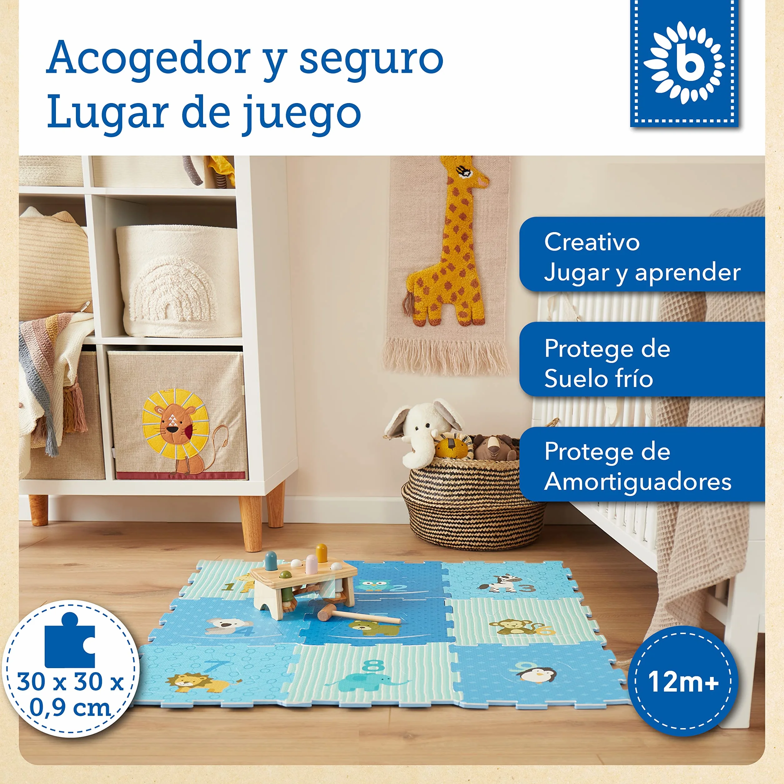 Bieco Alfombra Puzzle Bebé Acolchada Grande Goma EVA Suelo Infantil