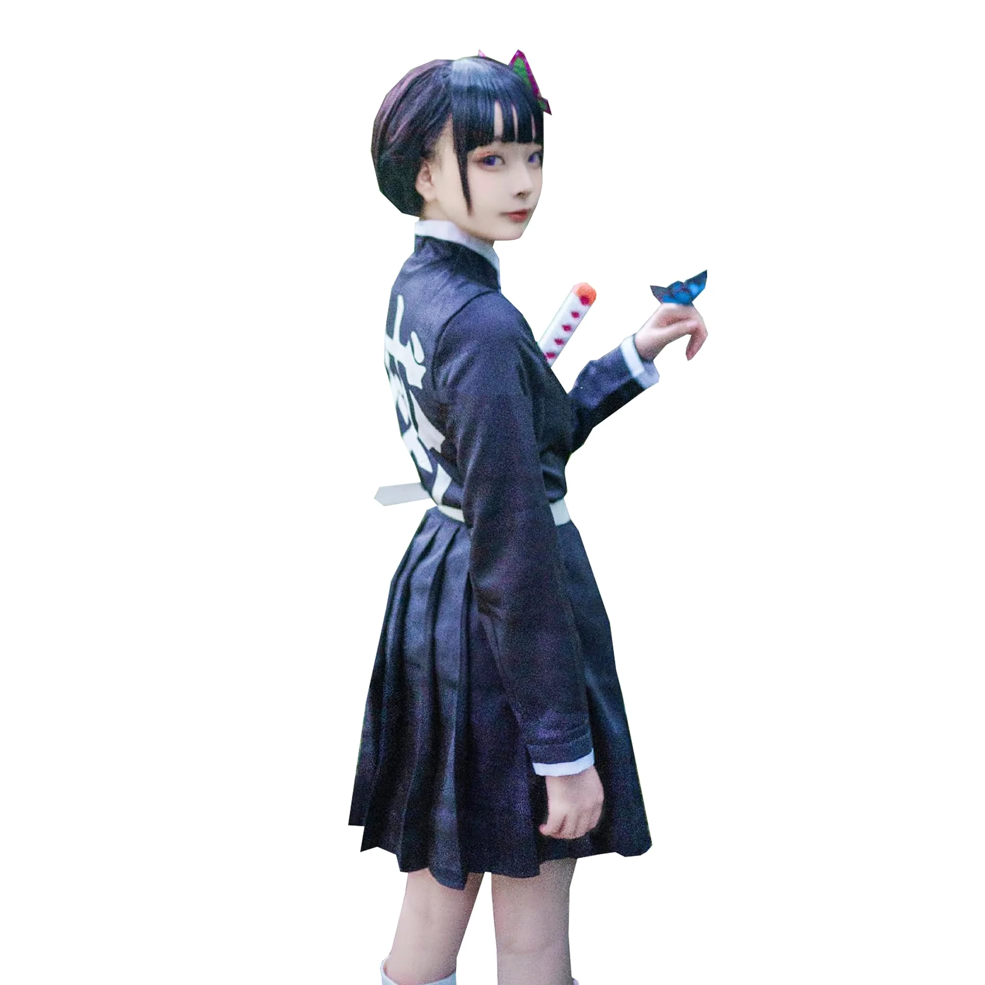 Disfraz de cosplay de Kanao Tsuyuri para mujer, disfraz de anime Kochou con capa, bata y vestido (cosplay de Kanao, talla L)