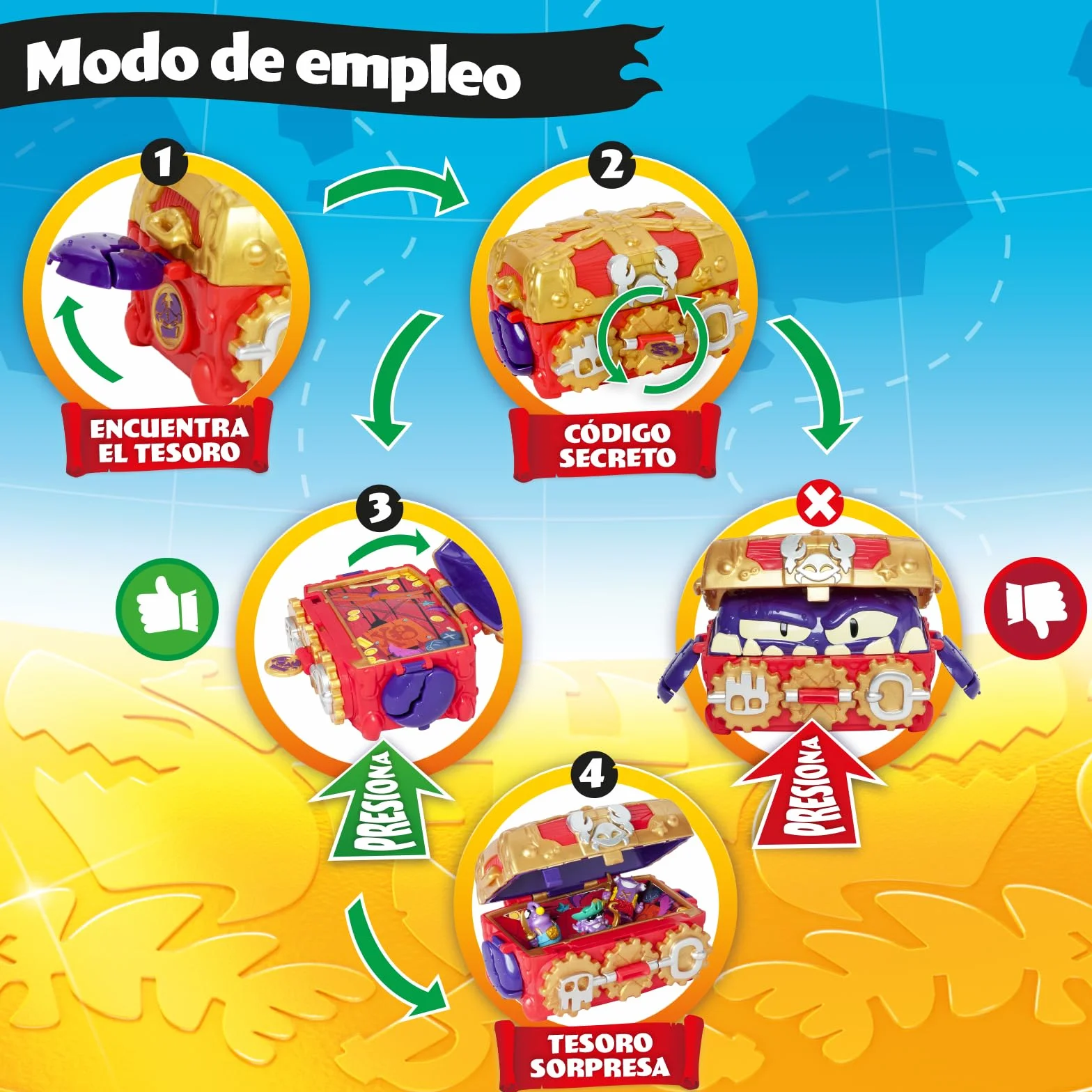 PIRATIX ADVENTURE WORLD Monster Treasure – Cofre del tesoro con un monstruo escondido en su interior. Incluye 1 cofre, 3 Piratix exclusivos, 1 tesoro exclusivo y 3 accesorios