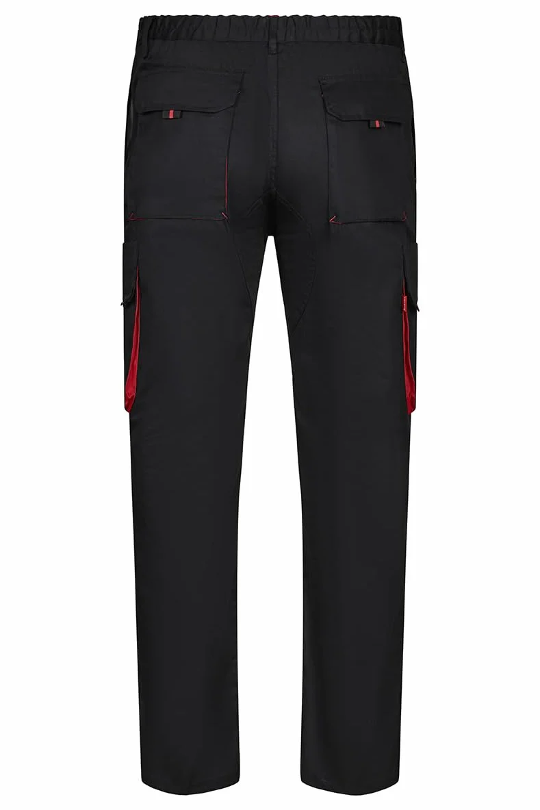 VELILLA 103004 Pantalón Bicolor Multibolsillos Negro Rojo Talla 44