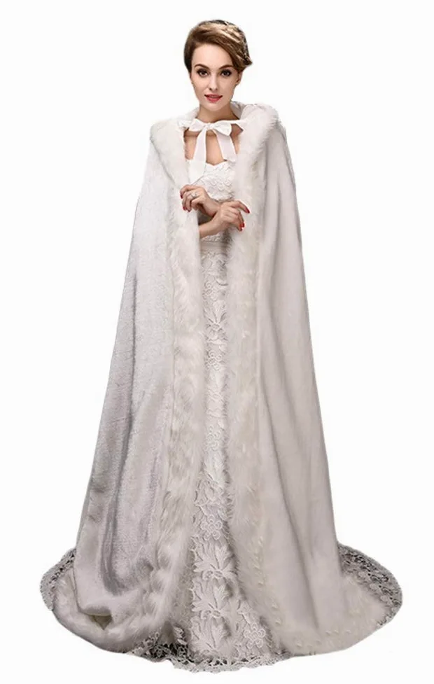 Capa Mujer con Capucha Pelo Abrigo Largo para Invierno Elegante Chal Disfraces Boda Fiesta Navidad Halloween