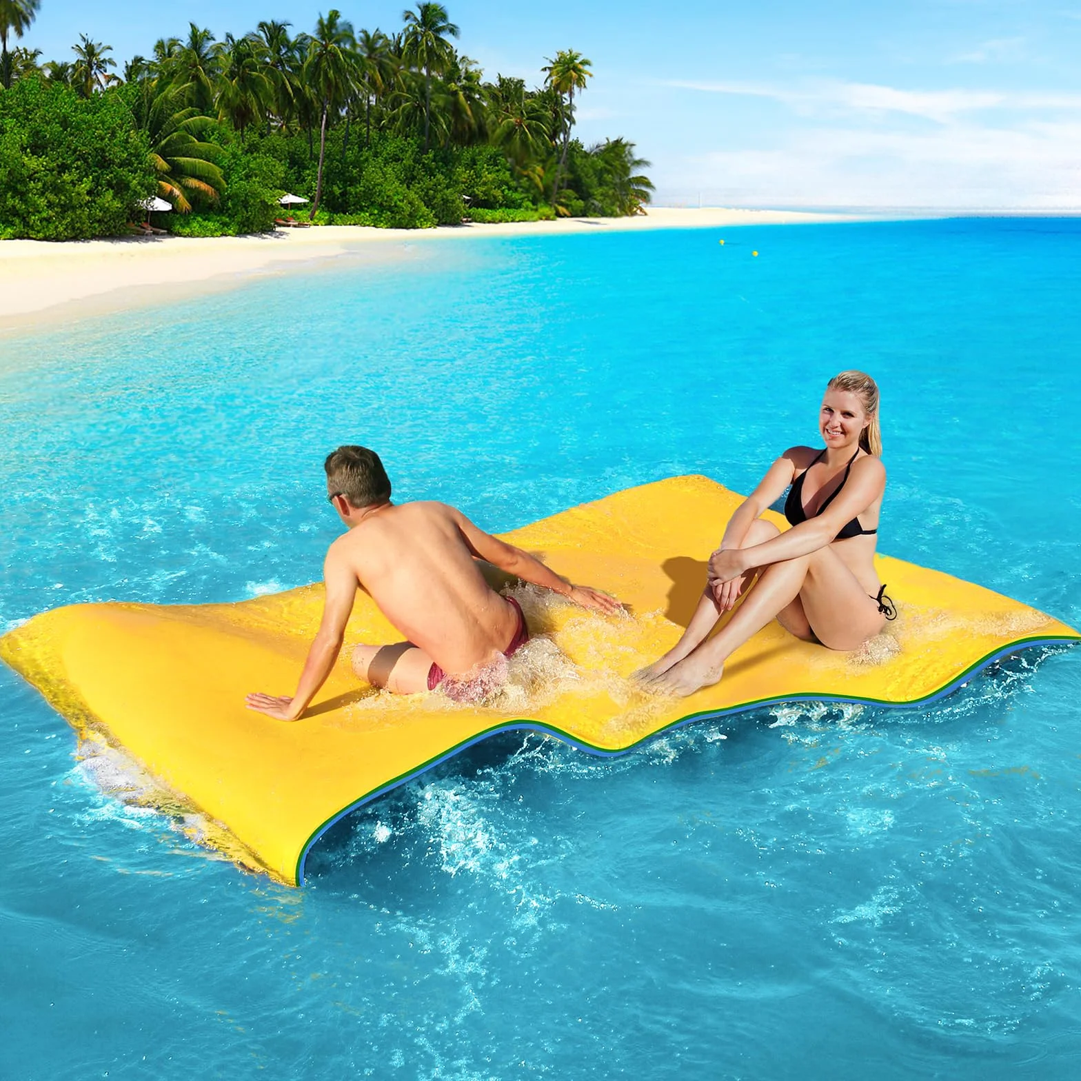 CTSC Colchoneta Piscina Adultos, Colchoneta Agua, Alfombra Flotante, Floating Mat XPE de 3 Capas Resistente a los Desgarros