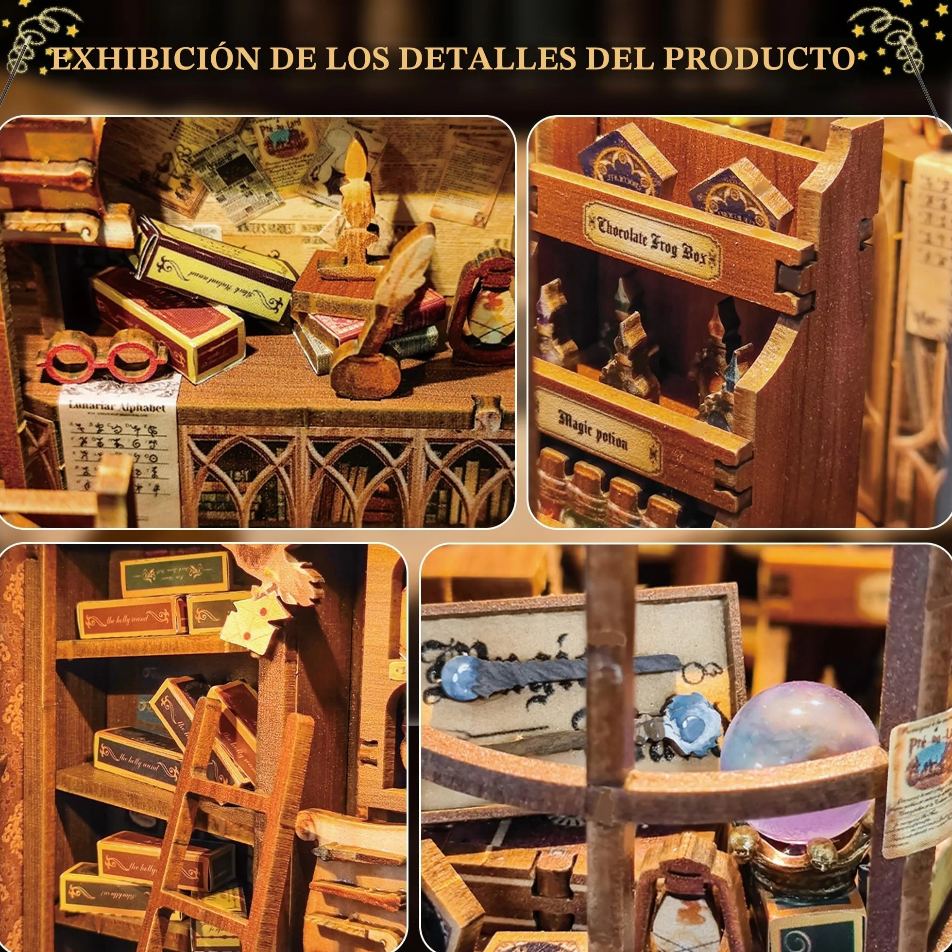 Kit Book Nook Casas en Miniatura con Muebles y Luces LED para Adultos