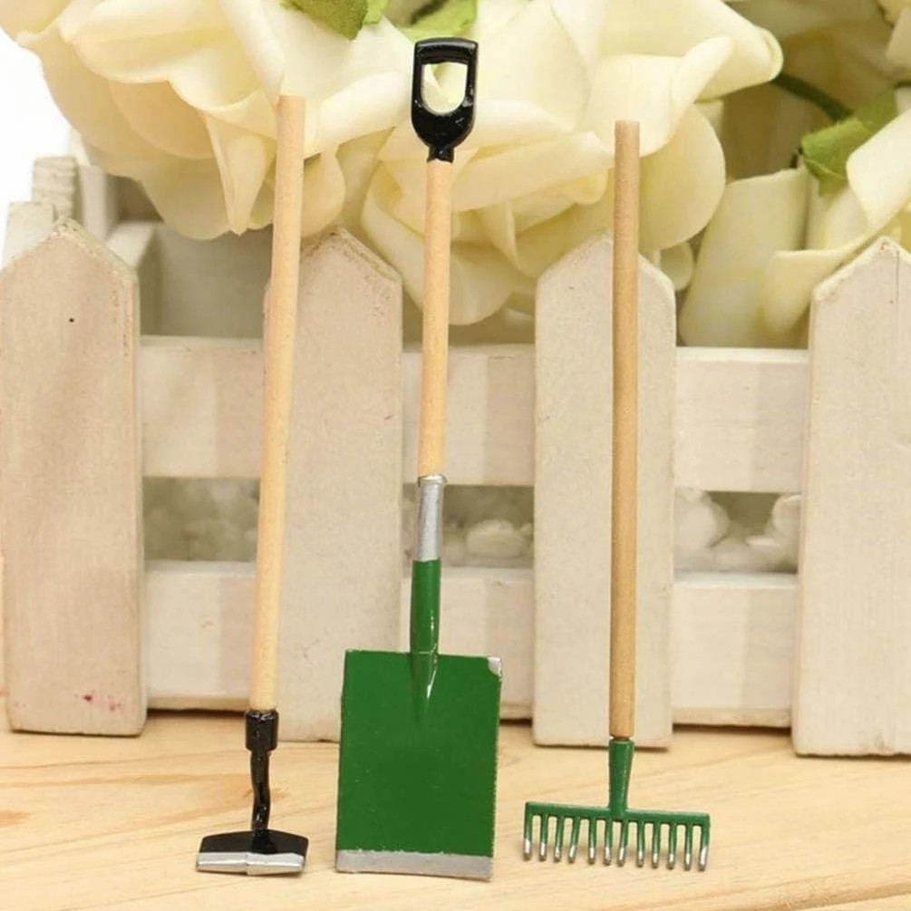 Herramientas de Jardinería Kit Juego de Pala y Pala, Herramienta de Mano de Acero Inoxidable, 3 Piezas, rastrillo de Pala, Mango de Madera, Kits de Herramientas de jardín duraderos y útiles WEWYQSJ