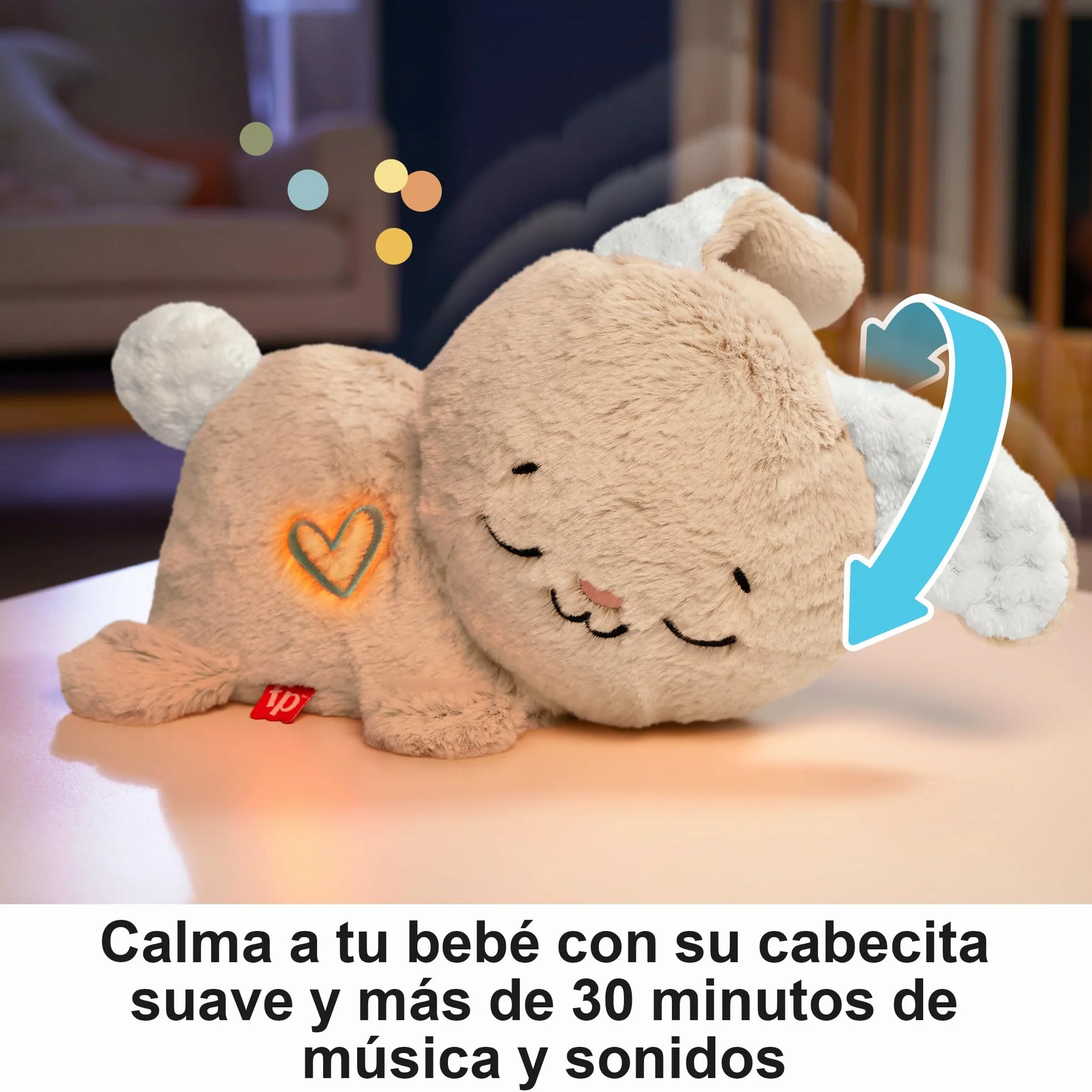Fisher-Price Conejito Hora de Dormir, Peluche para bebés Que Ayuda a relajar y calmar al bebé con Sus Movimientos rítmicos, Luces y música, Juguete Regalo para recién Nacidos, HXG97