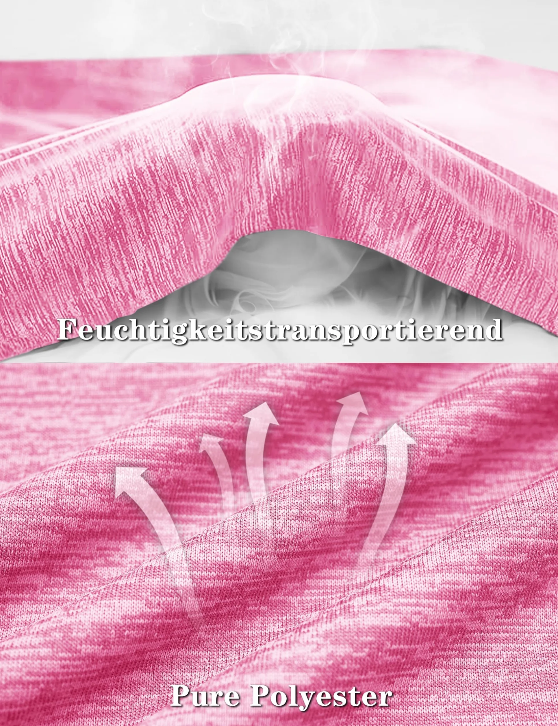 KEFITEVD Camiseta de Running Mujer Senderismo Yoga Poliéster Cuello Redondo