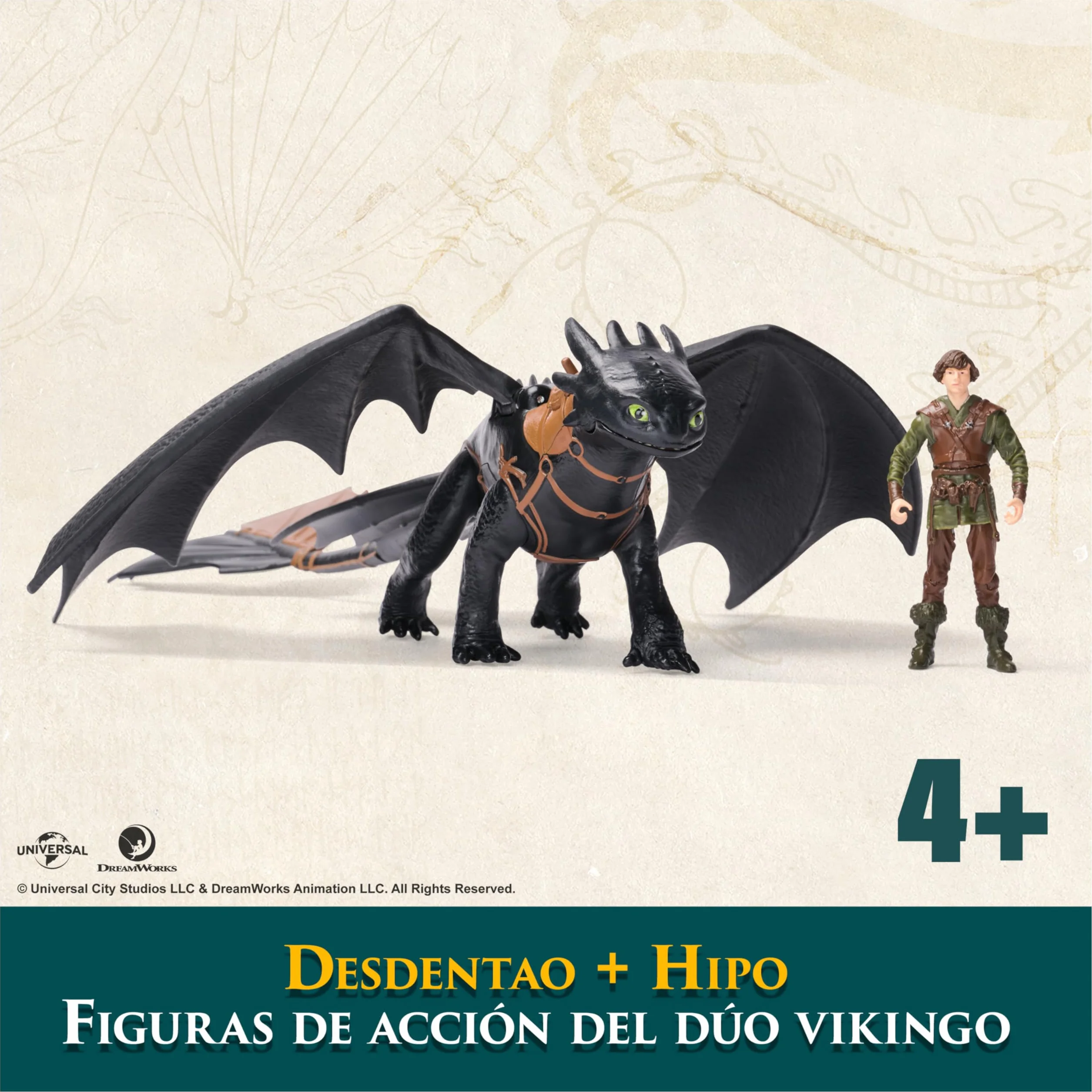 Dreamworks Dragons Pack Figura Dragón y Vikingo Desdentao y Hipo Cómo Entrenar a Tu Dragón Figuras de Acción Articuladas Juguetes Niños 4 Años +