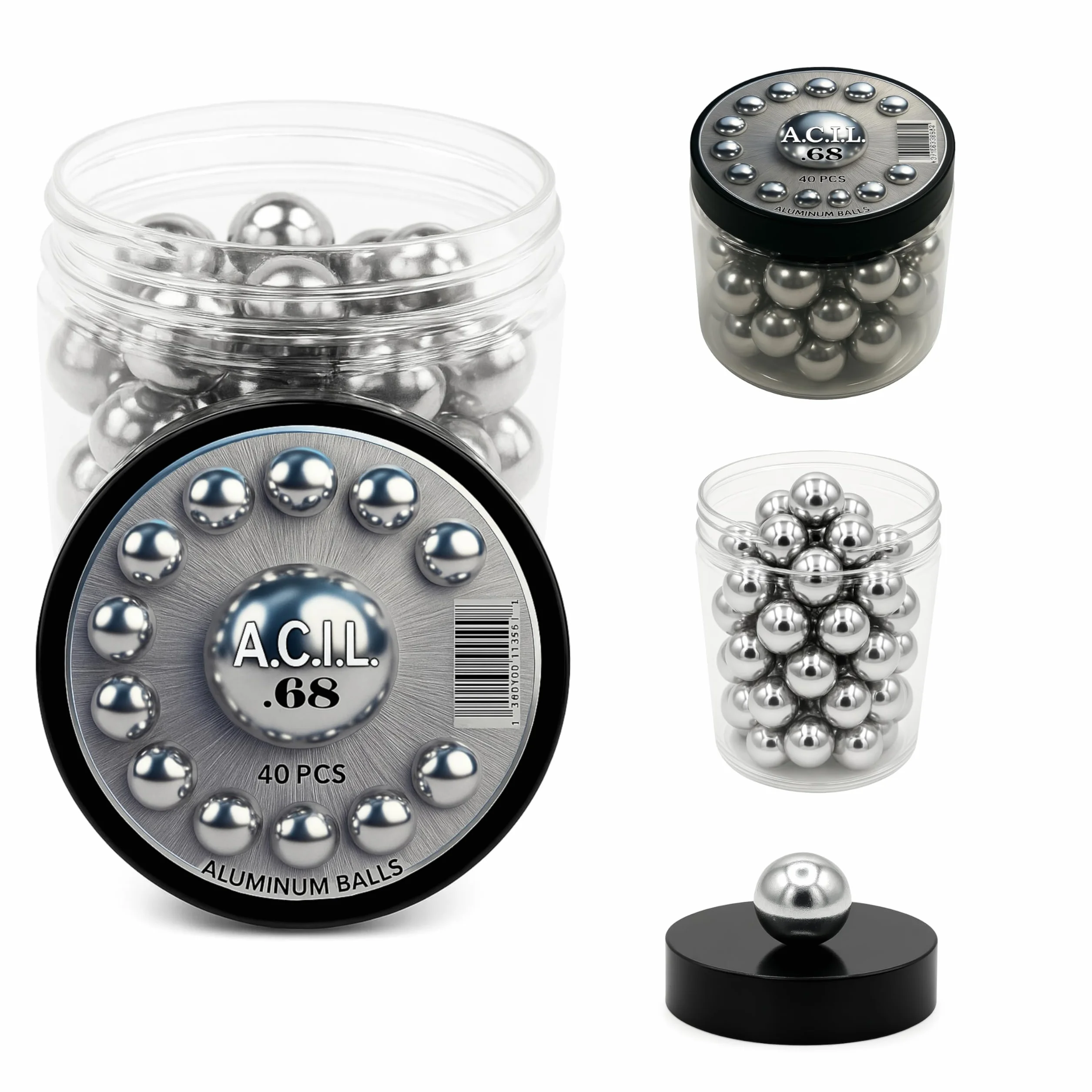 Bolas de aluminio 68 Cal. Reutilizables Paintballs Powerballs para Práctica de Tiro y Defensa (40 piezas)