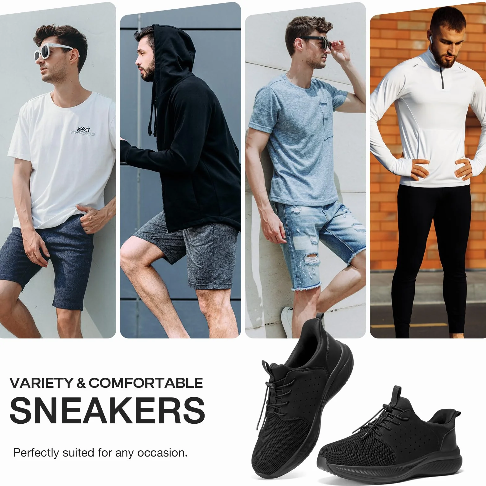 HEEZ Zapatillas de Deporte Slip On Running Hombre Ligeros Transpirables Caminar Bambas Casual Gimnasio Sneakers