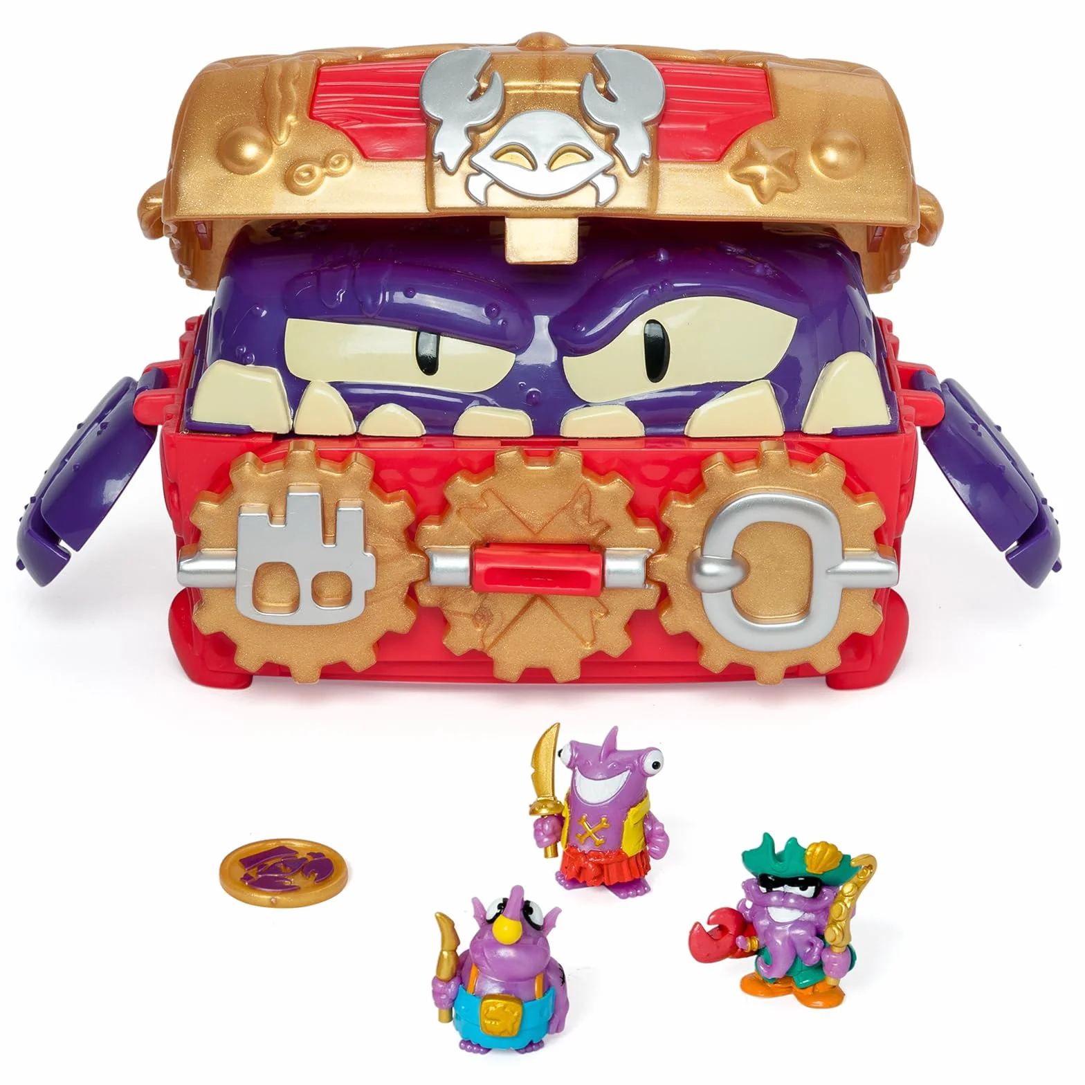 PIRATIX ADVENTURE WORLD Monster Treasure – Cofre del tesoro con un monstruo escondido en su interior. Incluye 1 cofre, 3 Piratix exclusivos, 1 tesoro exclusivo y 3 accesorios